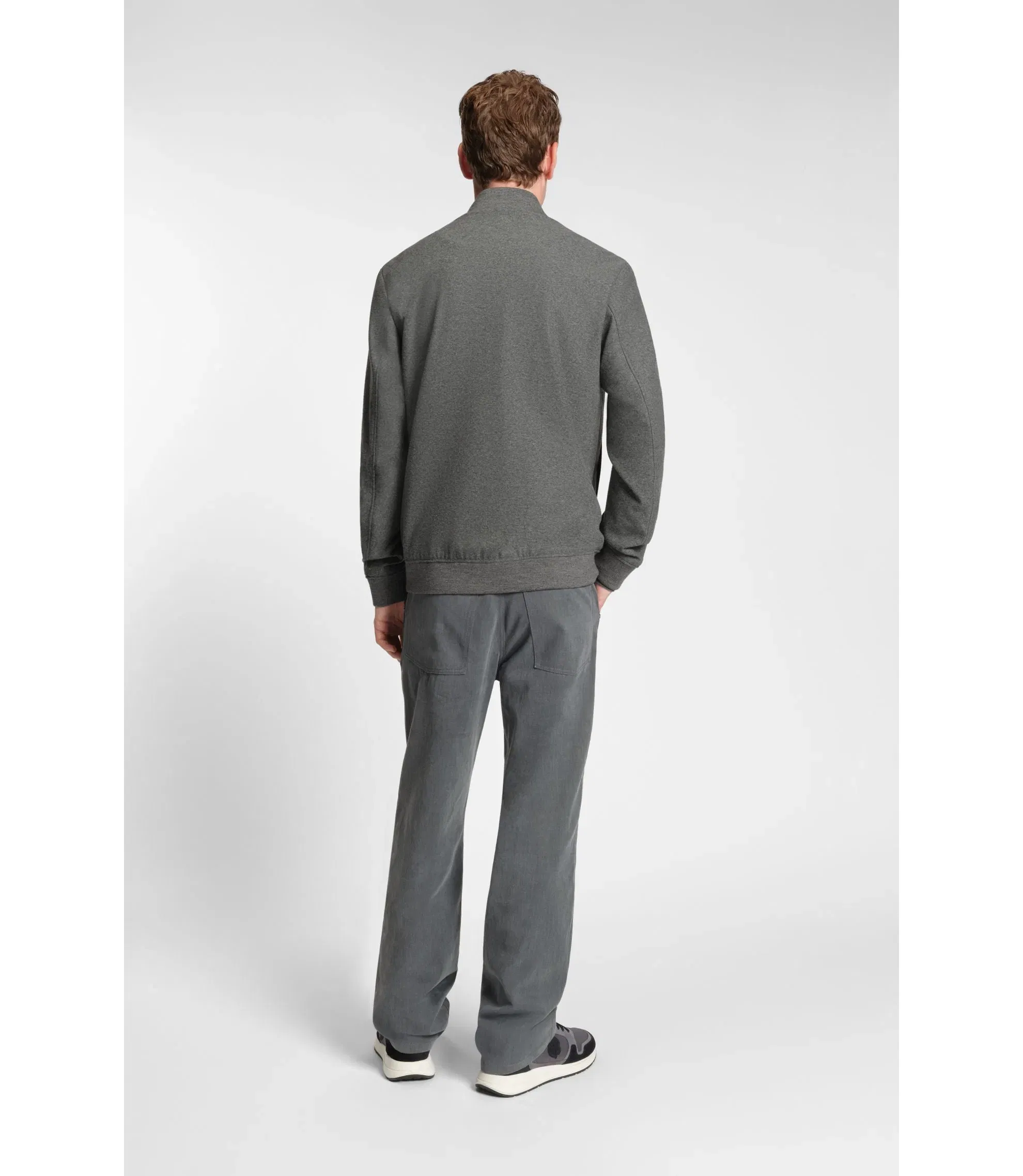 Boss Brushed Slim Fit Jacket In Stretch Flannel Grey