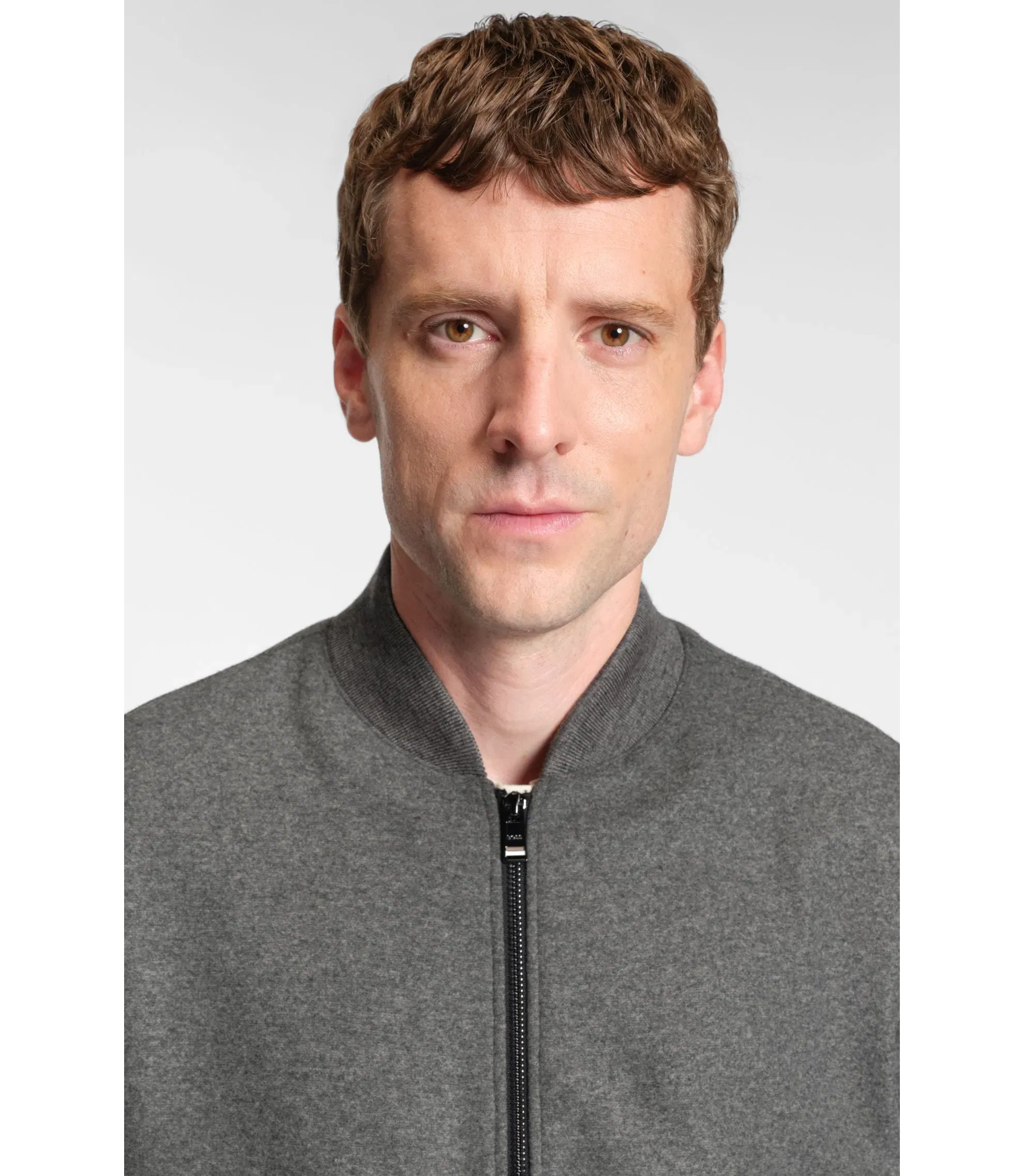 Boss Brushed Slim Fit Jacket In Stretch Flannel Grey