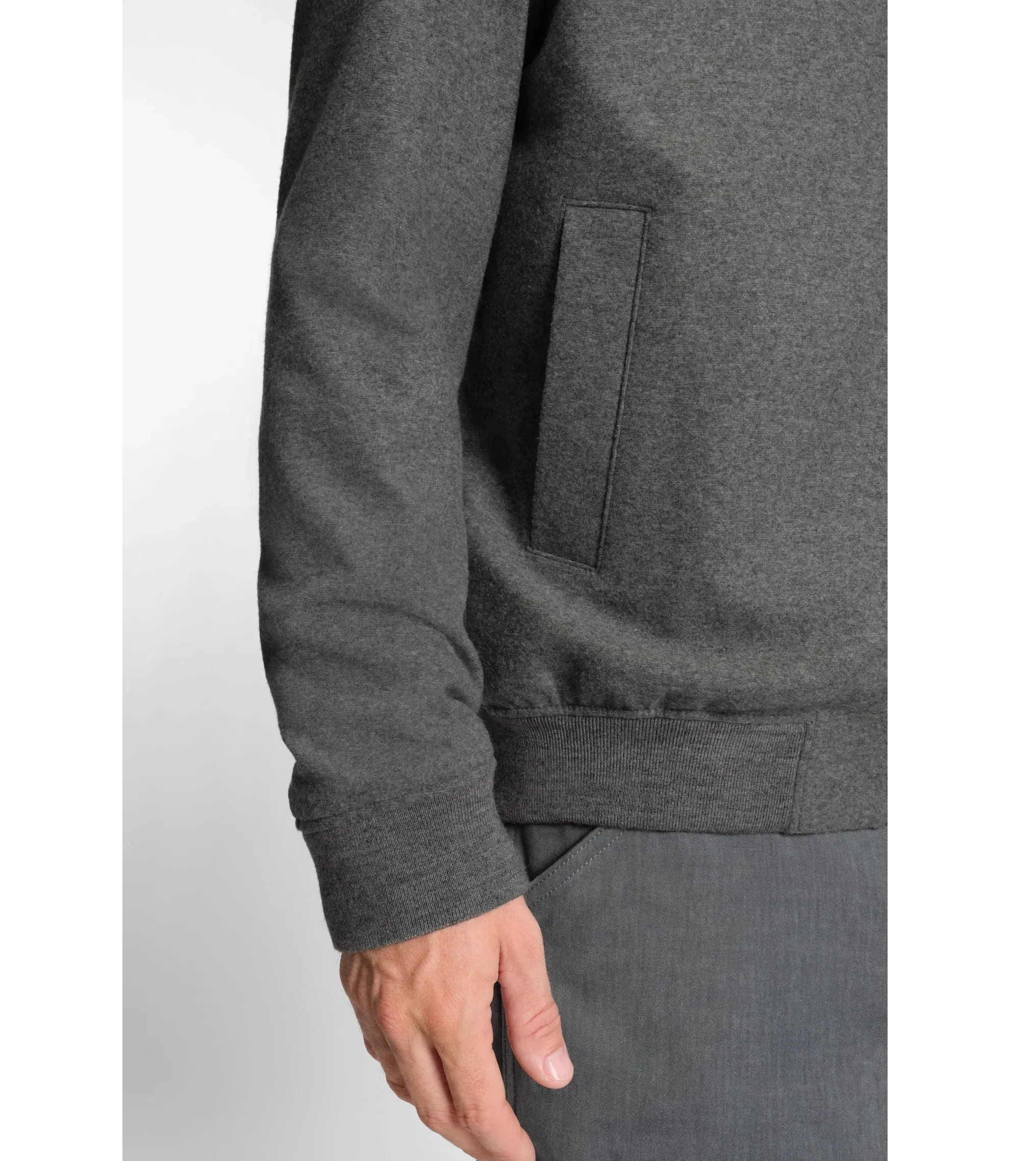 Boss Brushed Slim Fit Jacket In Stretch Flannel Grey