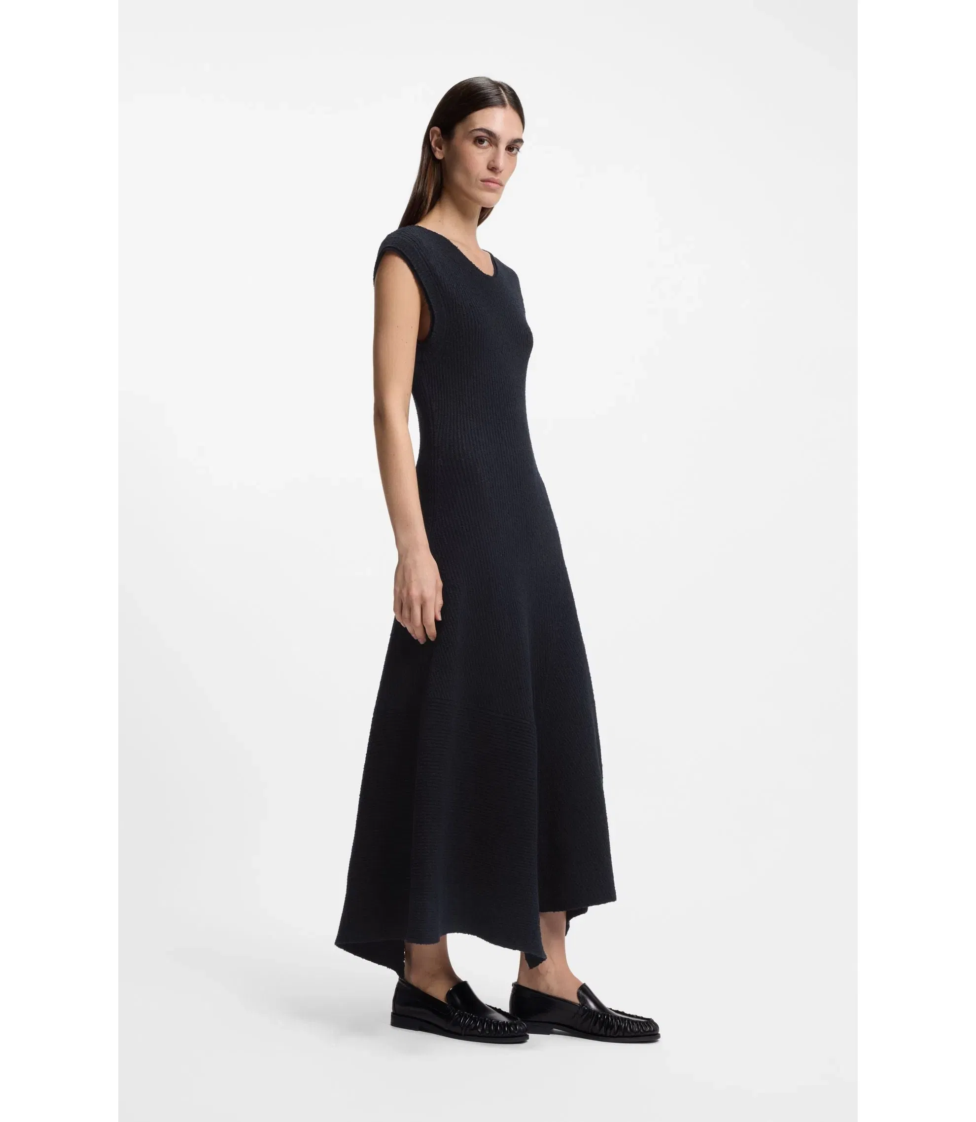 Boss Boucl Yarn Dress In A Slim Fit Dark Blue Women's