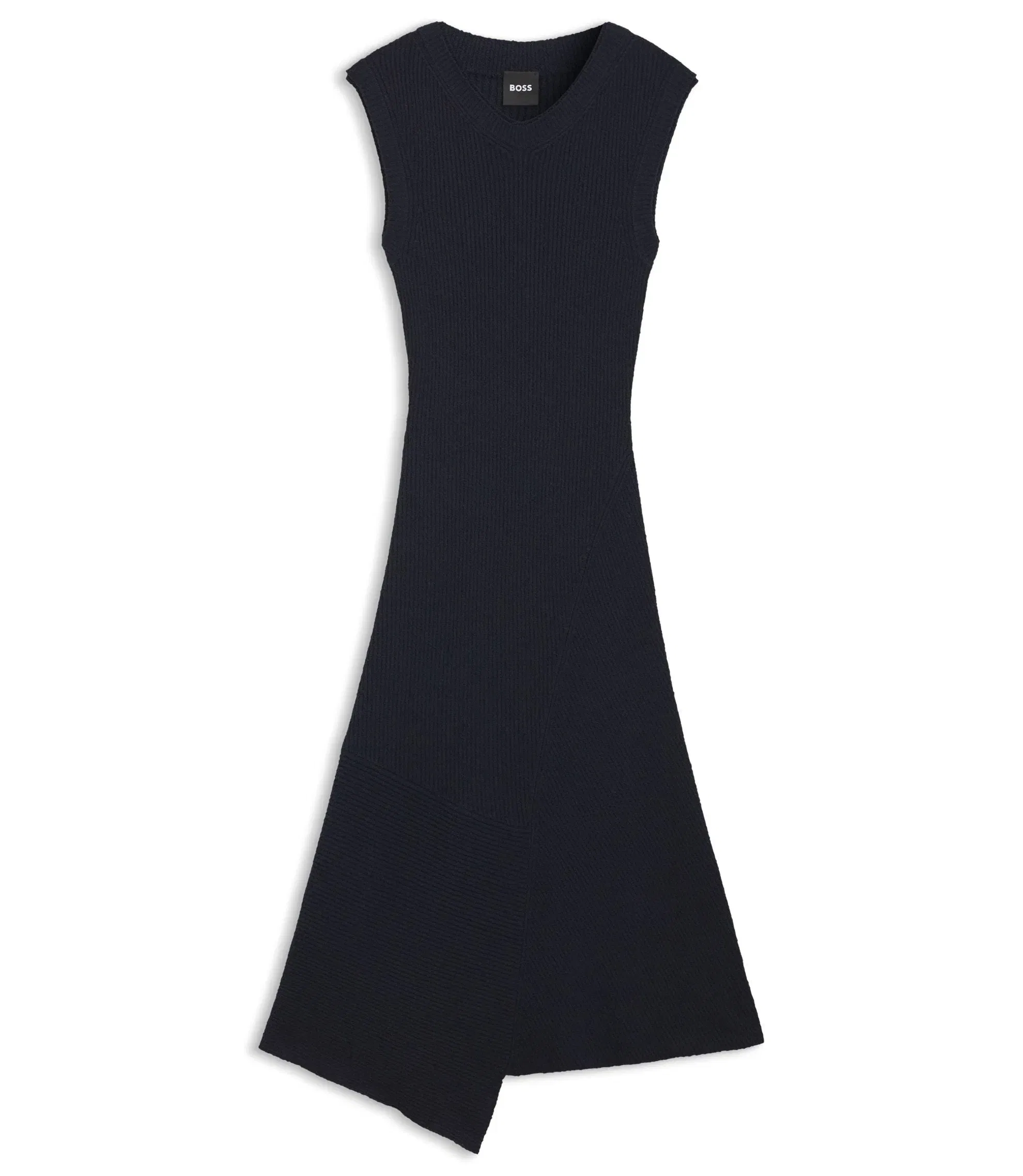 Boss Boucl Yarn Dress In A Slim Fit Dark Blue Women's