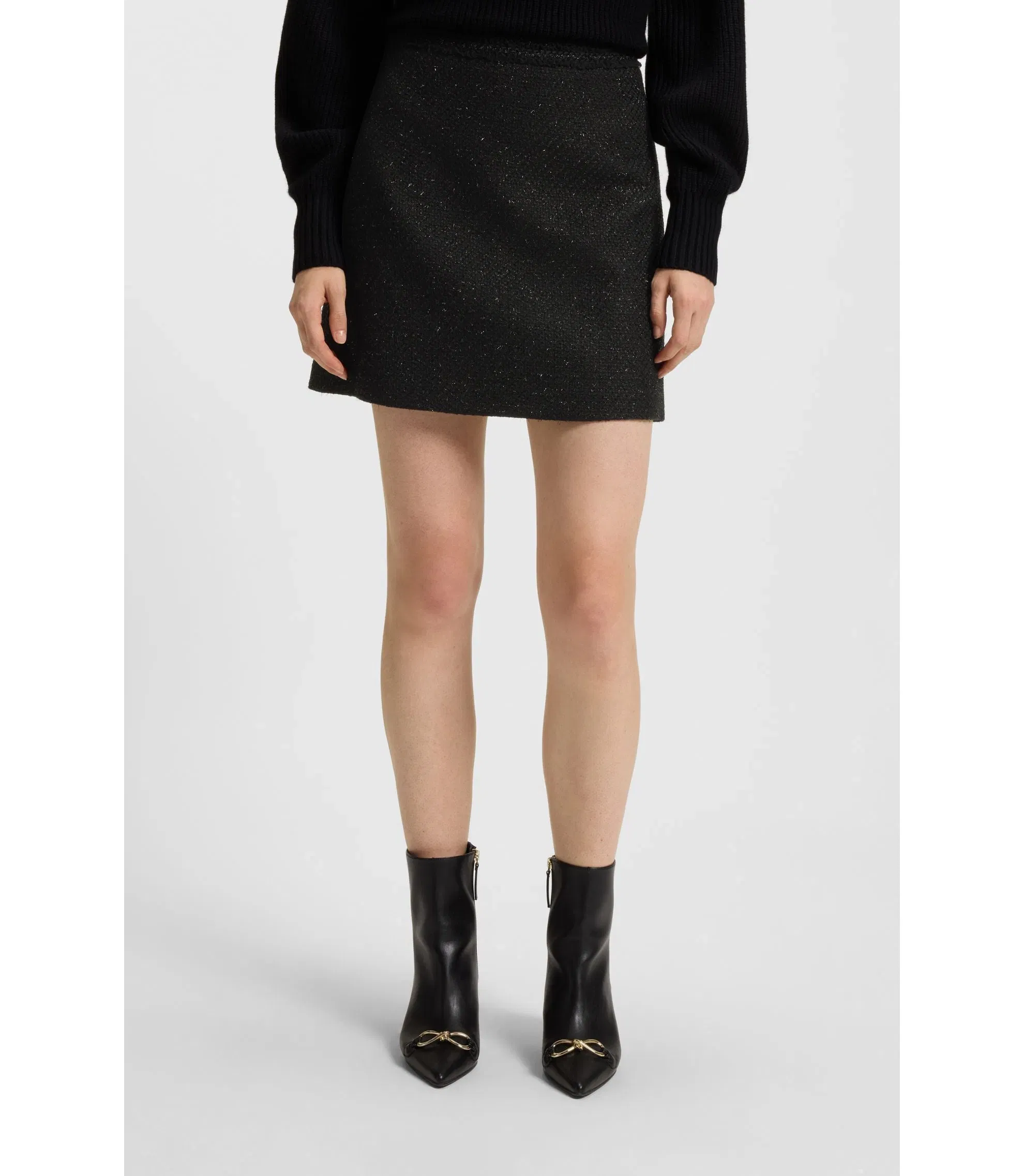 Hugo Boucl Mini Skirt With Chain Tape Black Women's