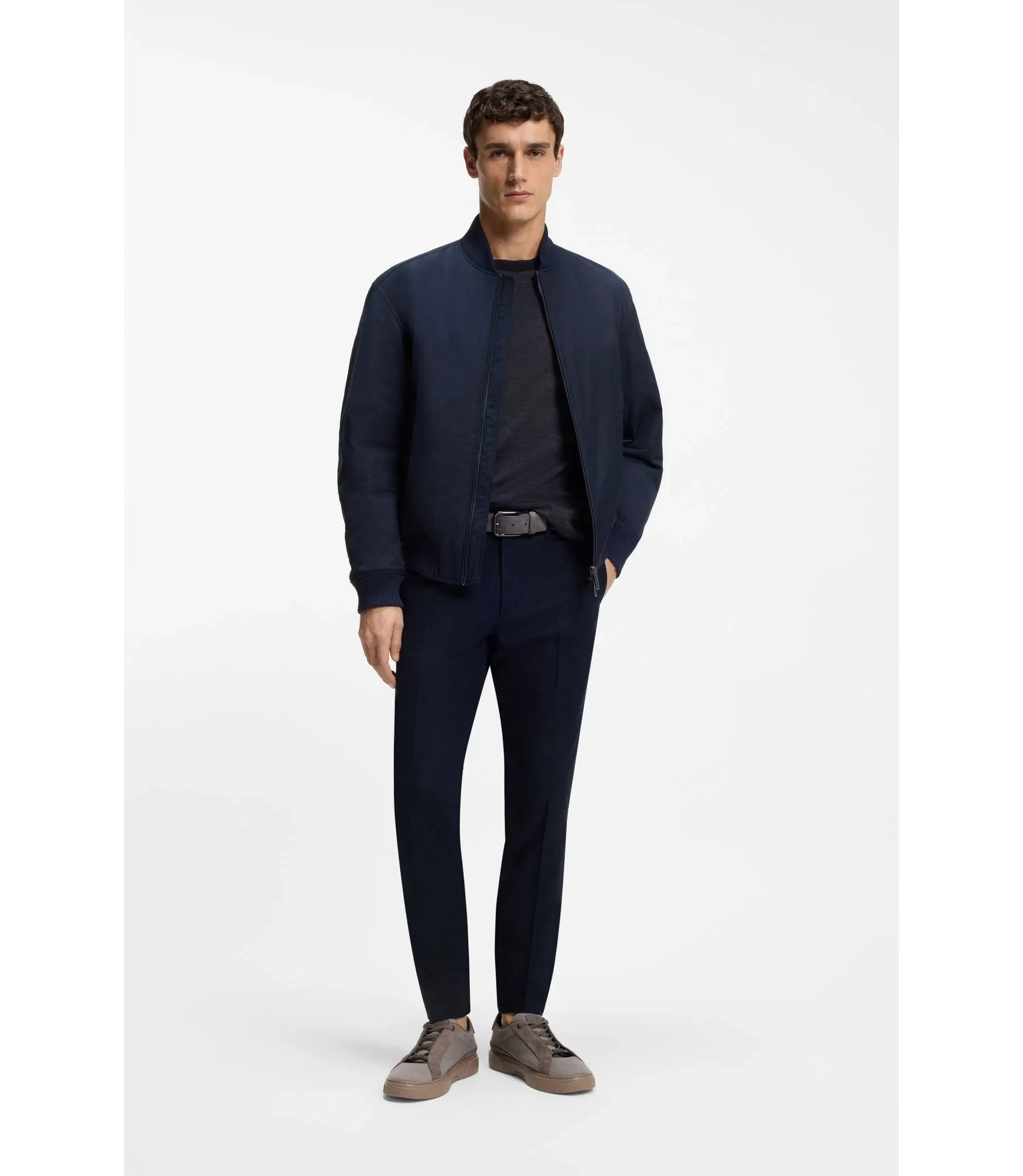 Boss X Aston Martin T Shirt In Wool Cotton Jacquard Dark Blue