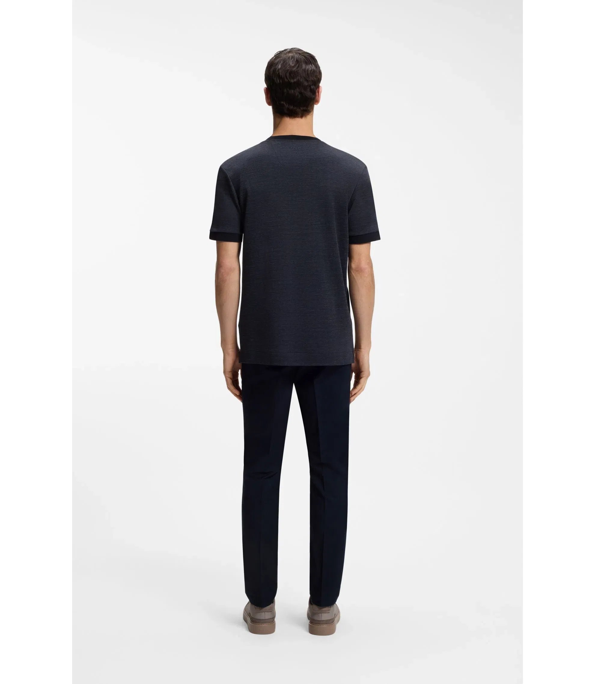 Boss X Aston Martin T Shirt In Wool Cotton Jacquard Dark Blue