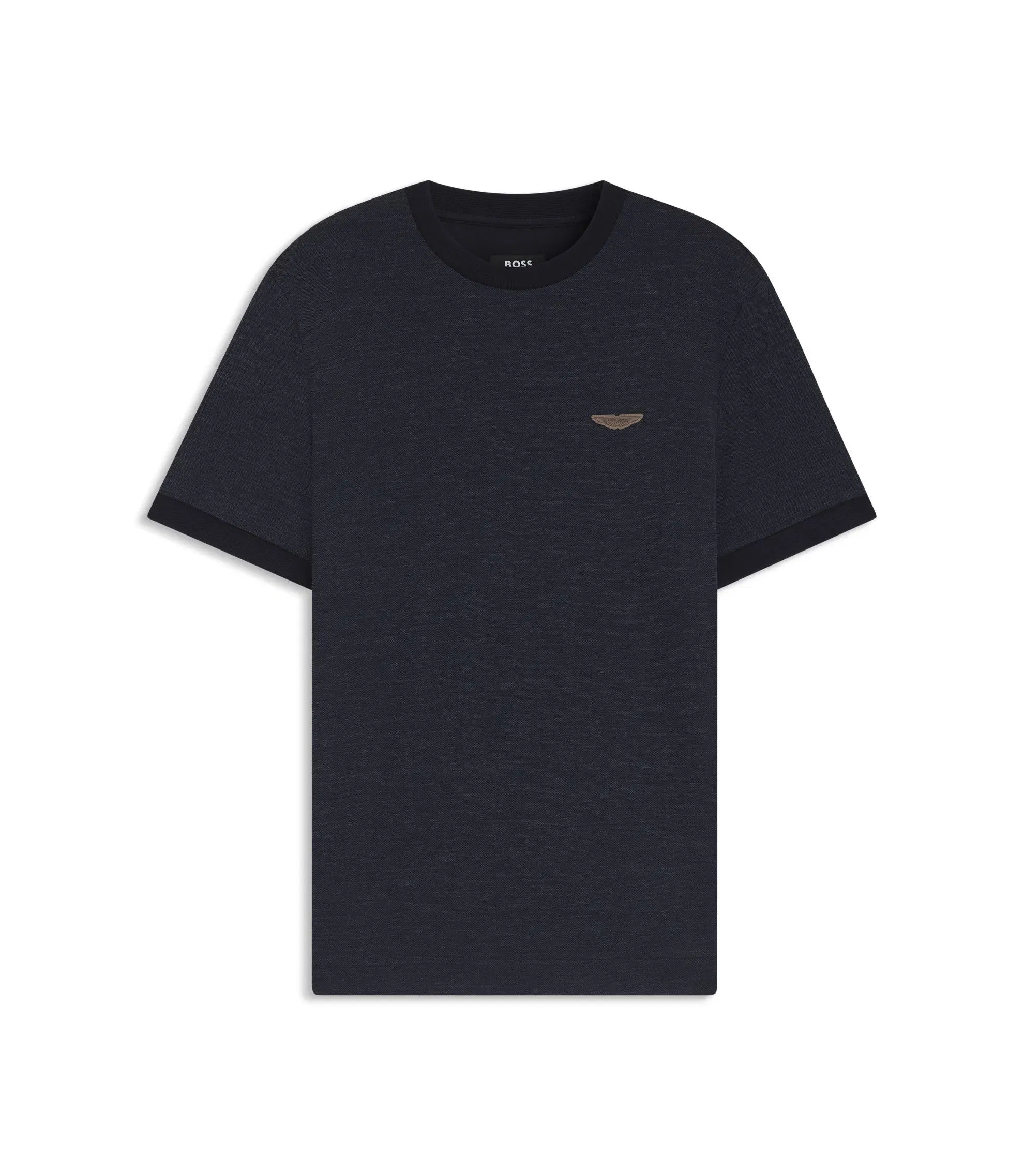 Boss X Aston Martin T Shirt In Wool Cotton Jacquard Dark Blue
