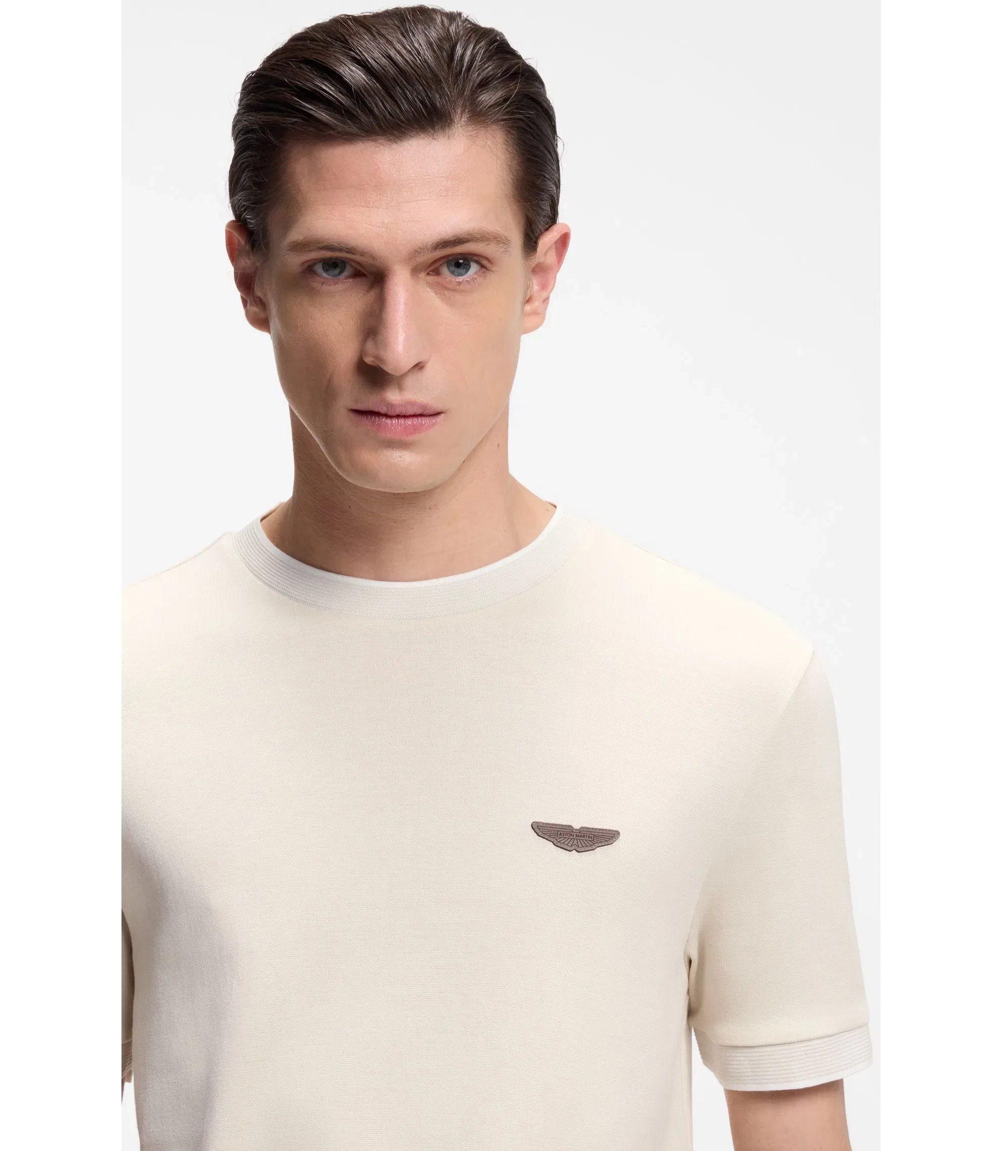 Boss X Aston Martin T Shirt In Wool Cotton Jacquard White