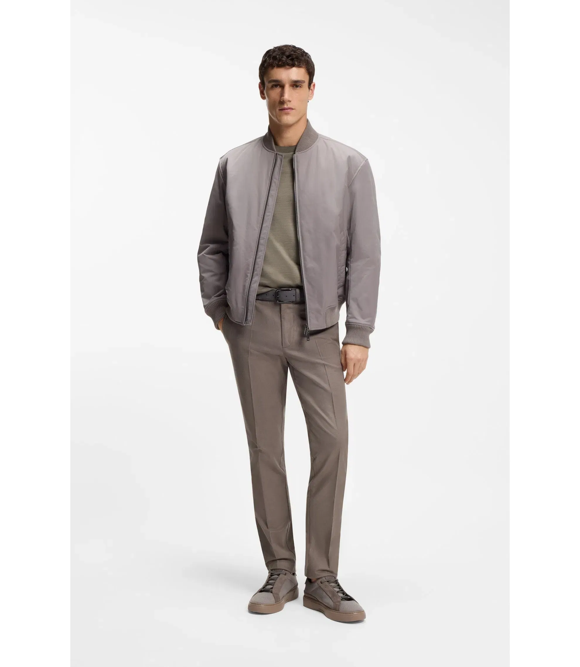 Boss X Aston Martin T Shirt In Wool Cotton Jacquard Light Grey