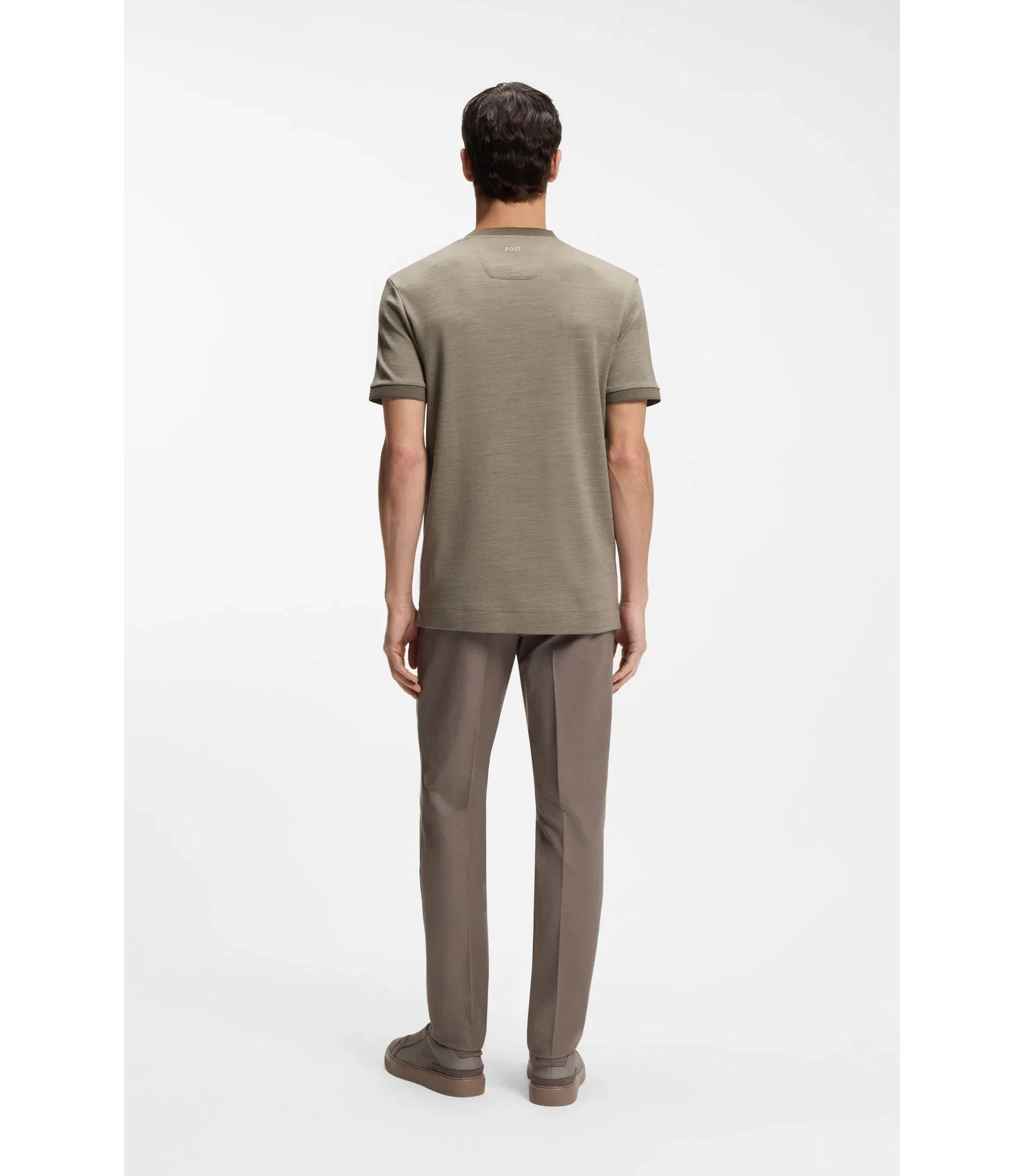 Boss X Aston Martin T Shirt In Wool Cotton Jacquard Light Grey