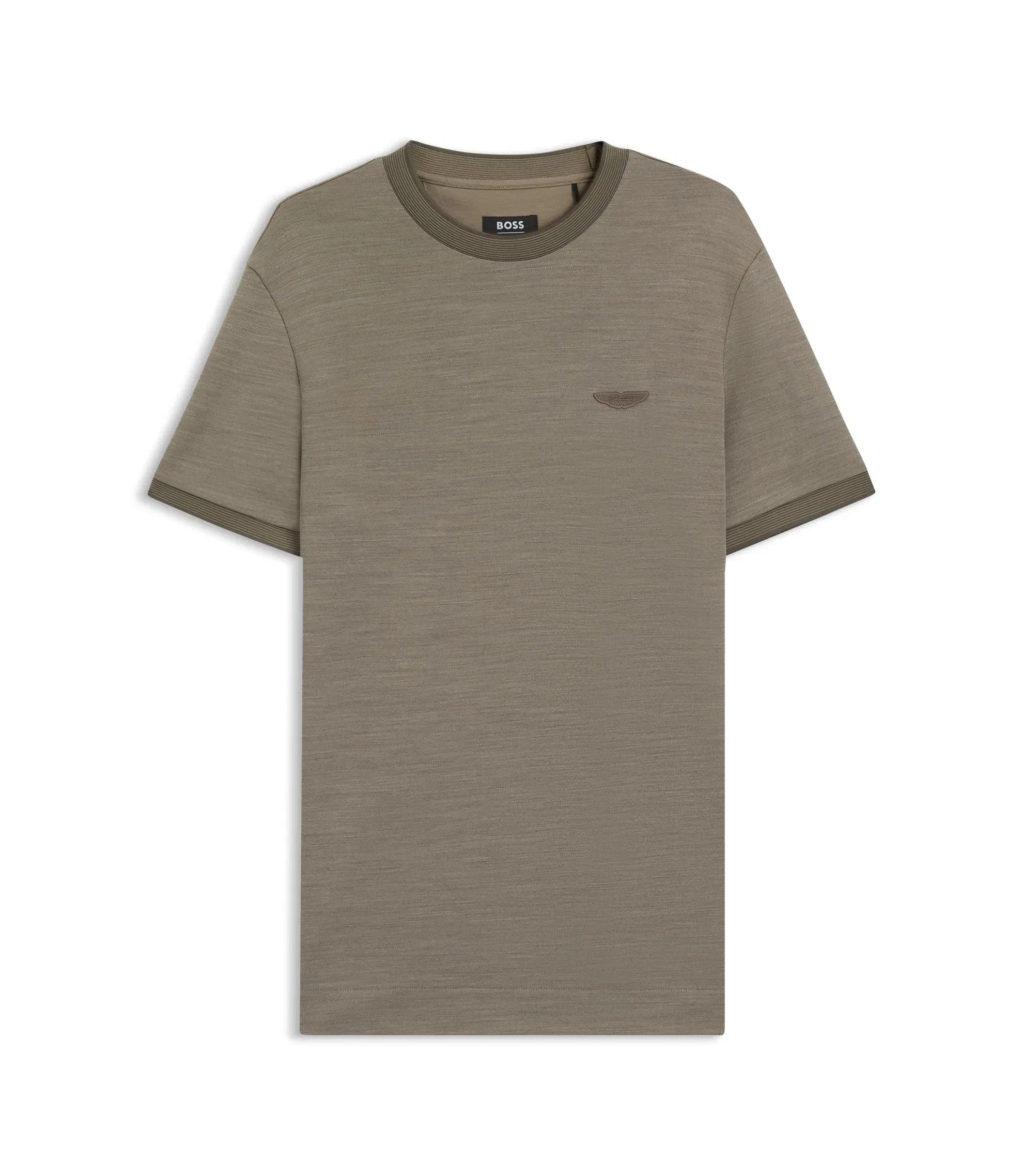 Boss X Aston Martin T Shirt In Wool Cotton Jacquard Light Grey