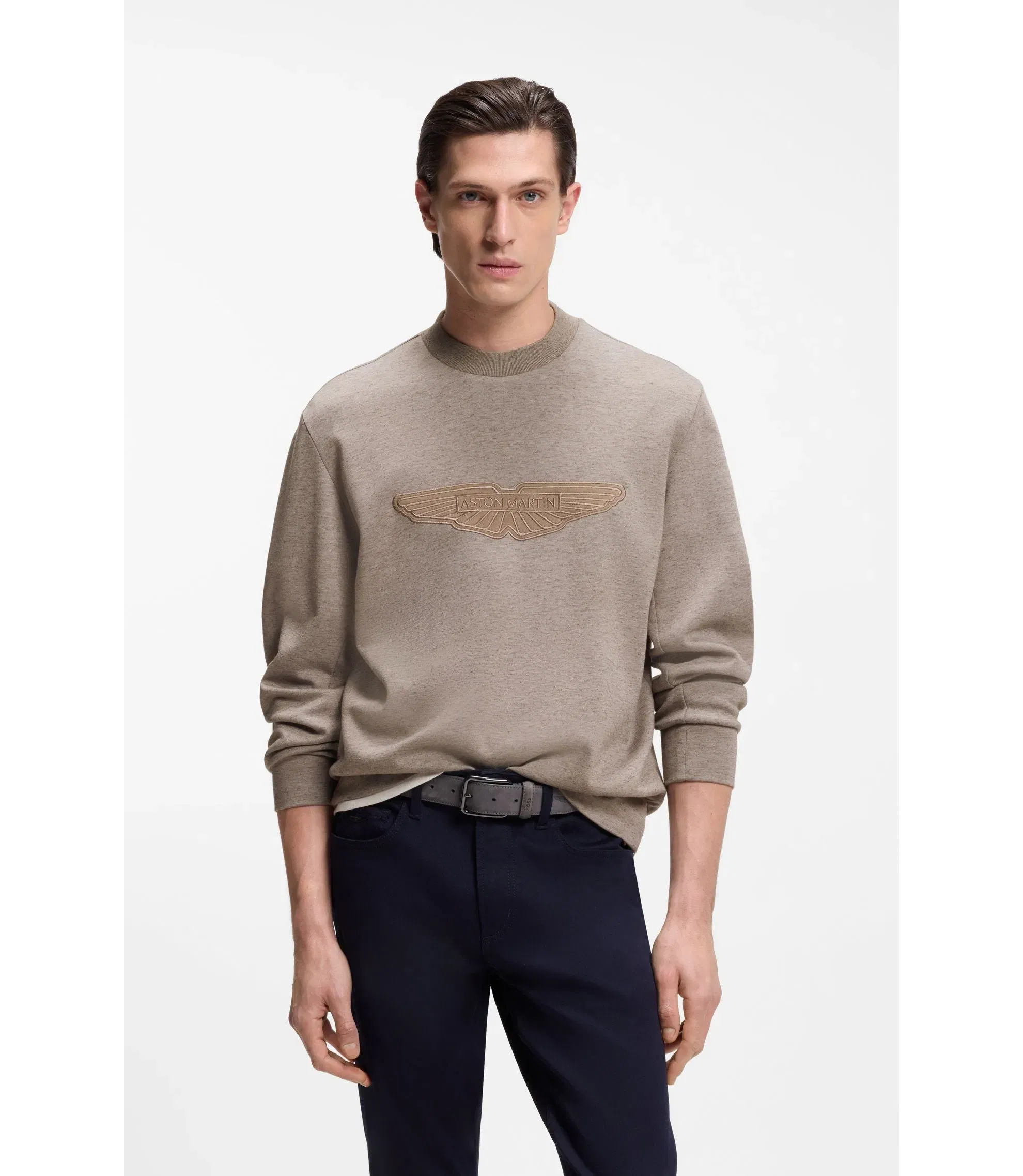Boss X Aston Martin Sweatshirt With Wing Detail Light Grey