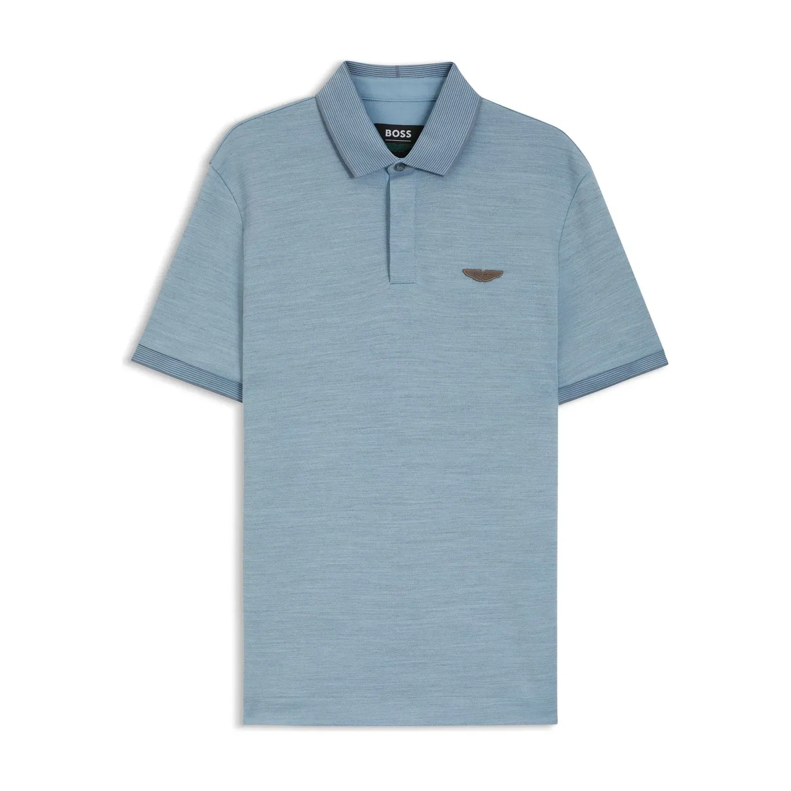 Boss X Aston Martin Polo Shirt In Wool Cotton Piqu Light Blue