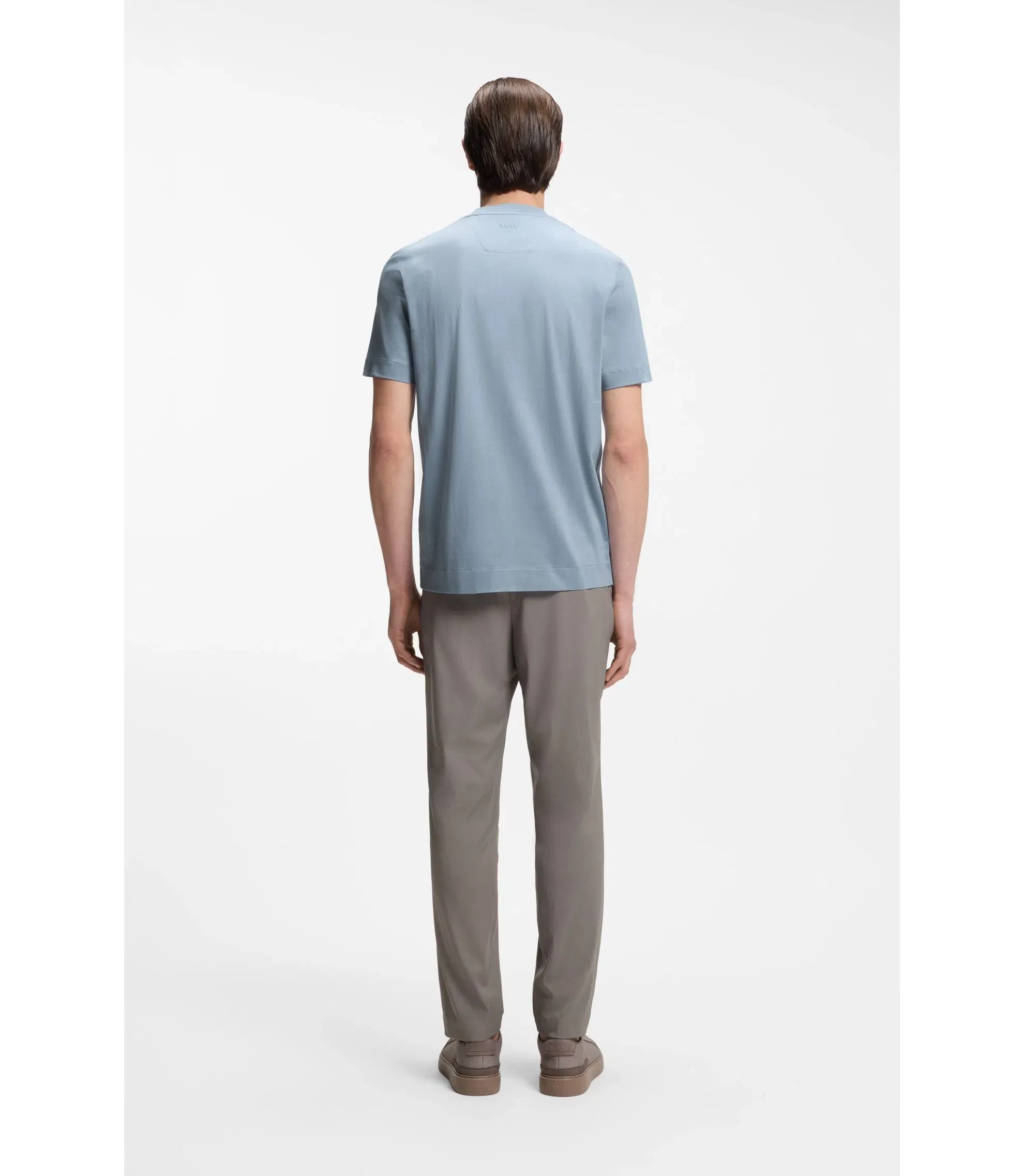 Boss X Aston Martin Mercerized Cotton T Shirt With Wing Detail Light Blue