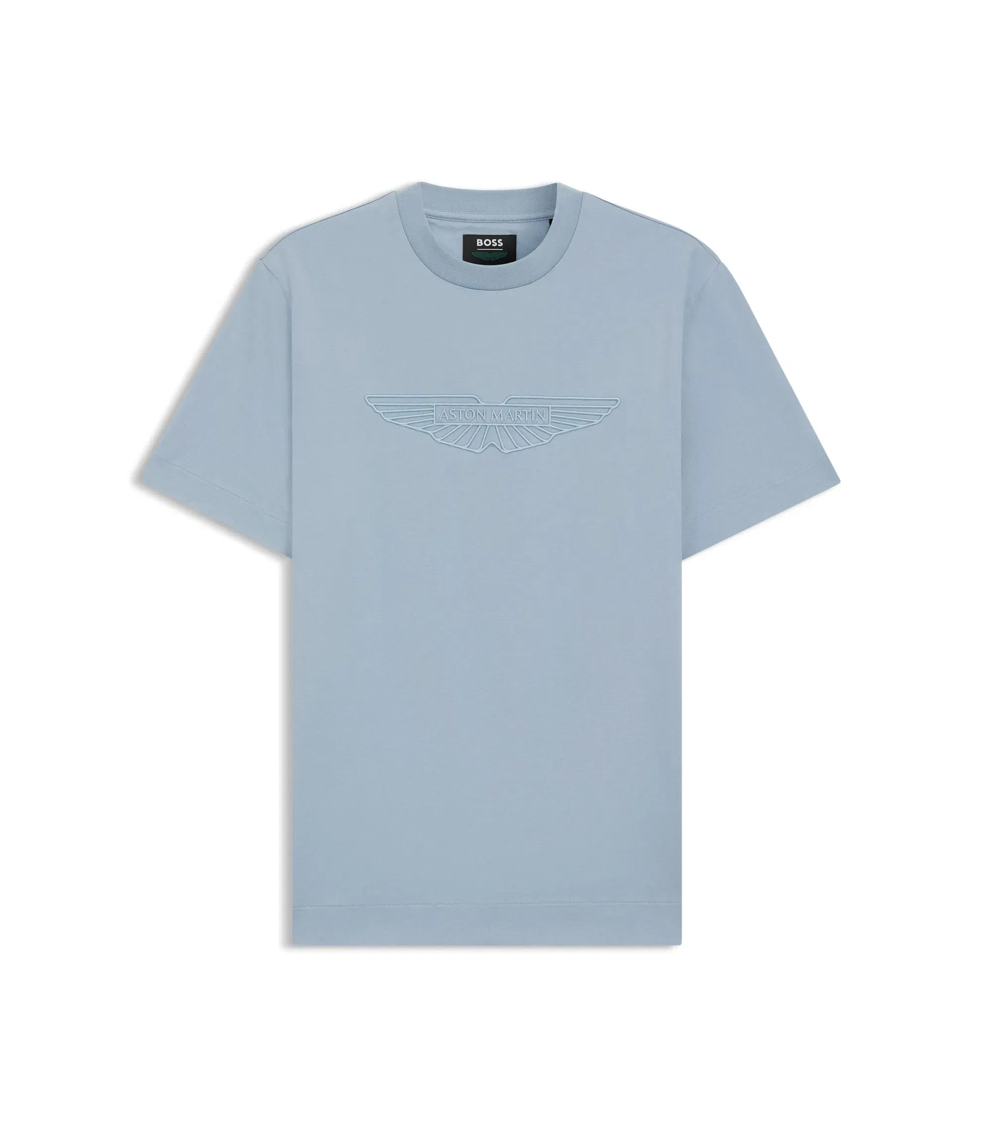 Boss X Aston Martin Mercerized Cotton T Shirt With Wing Detail Light Blue