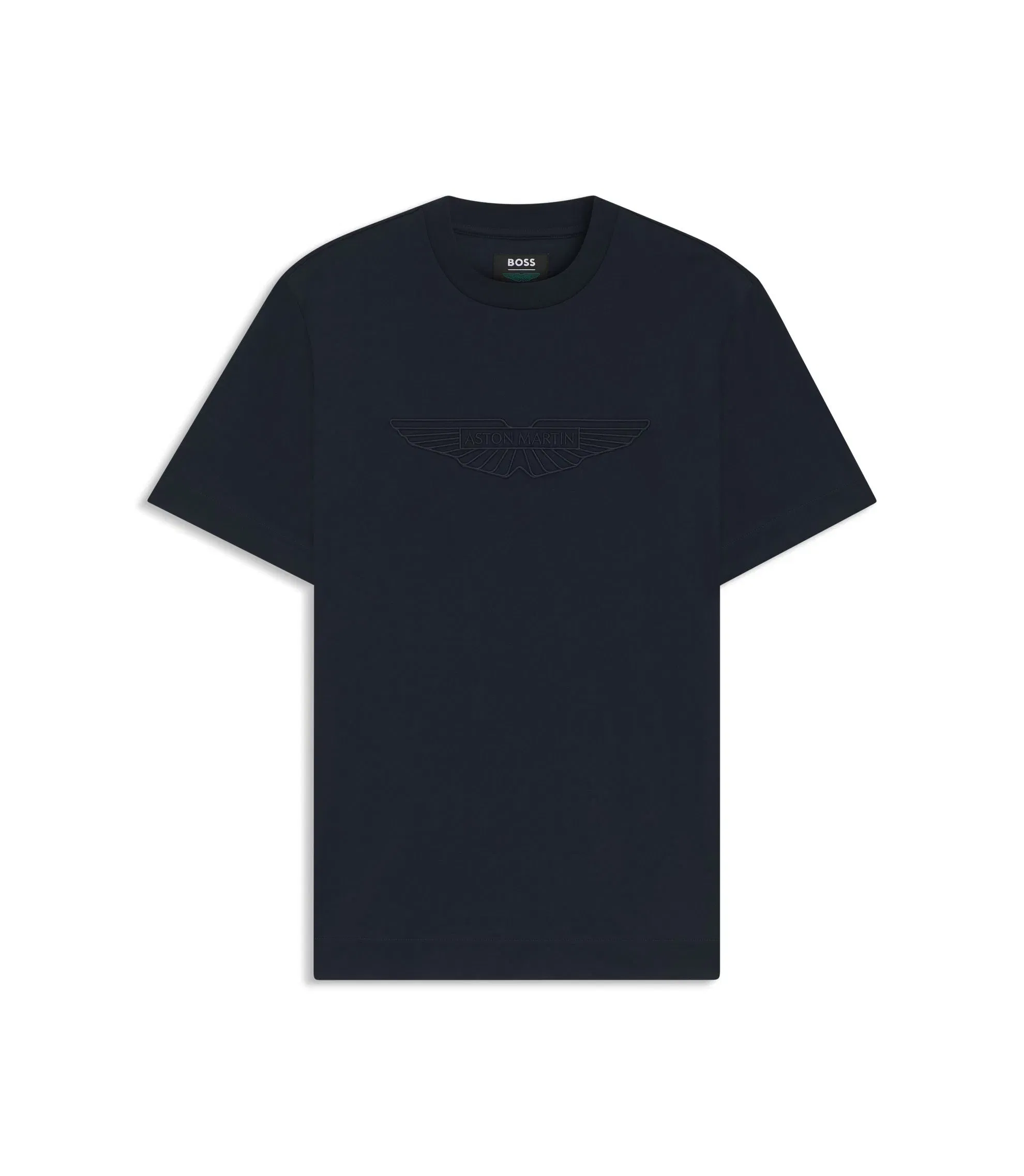 Boss X Aston Martin Mercerized Cotton T Shirt With Wing Detail Dark Blue