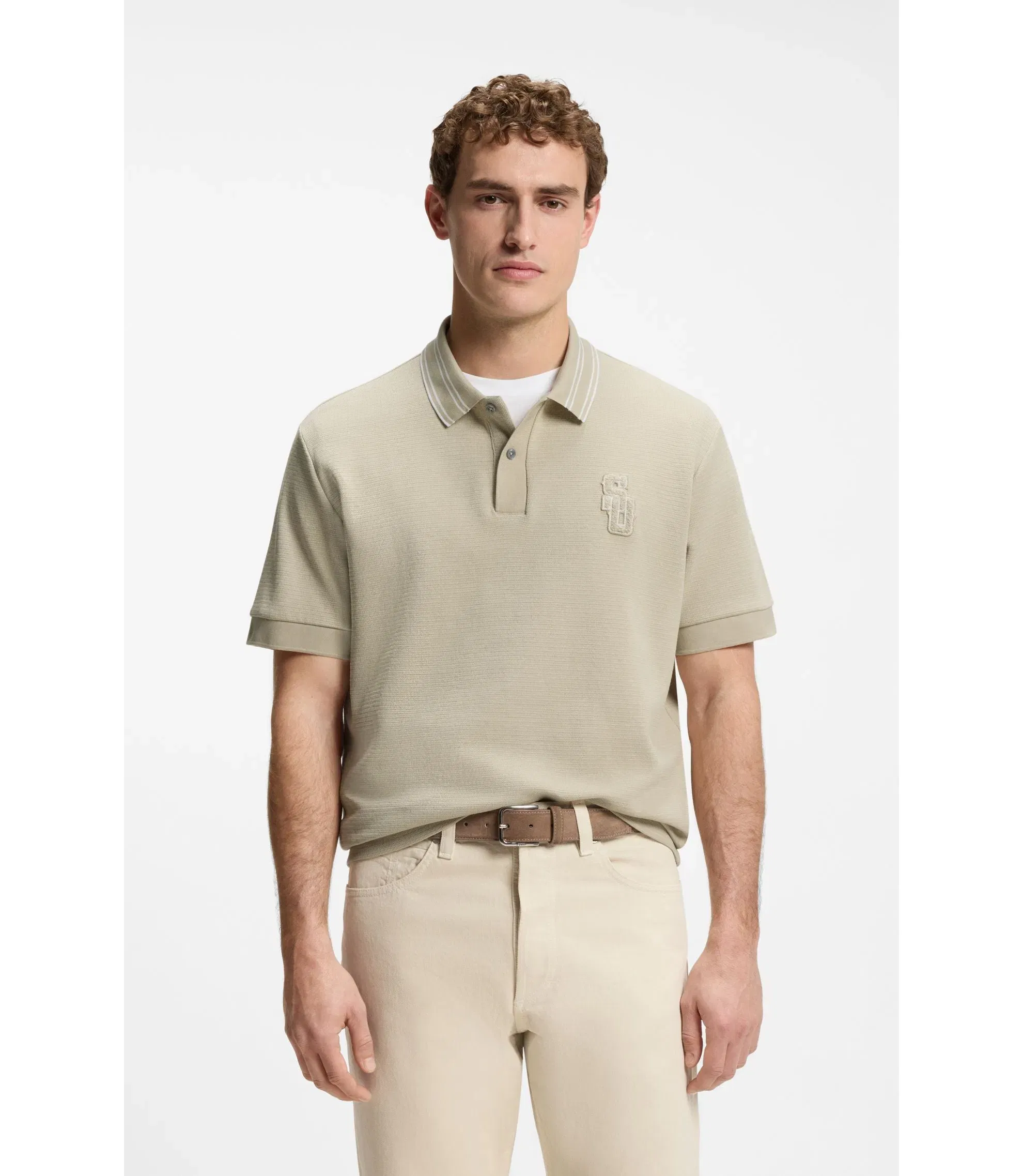 Boss Selected By Shohei Ohtani Relaxed Fit Polo Shirt Light Beige
