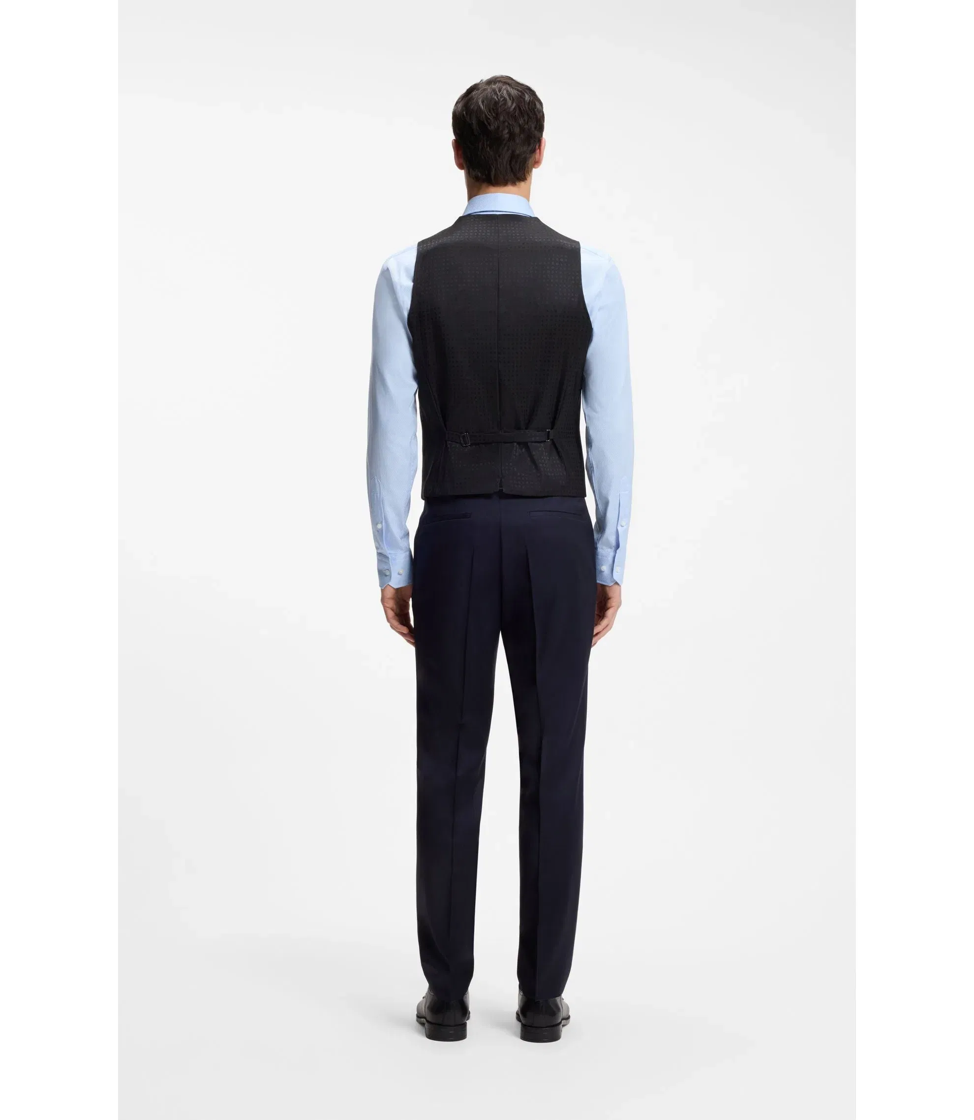 Boss One Slim Fit Vest In Virgin Wool Serge Dark Blue