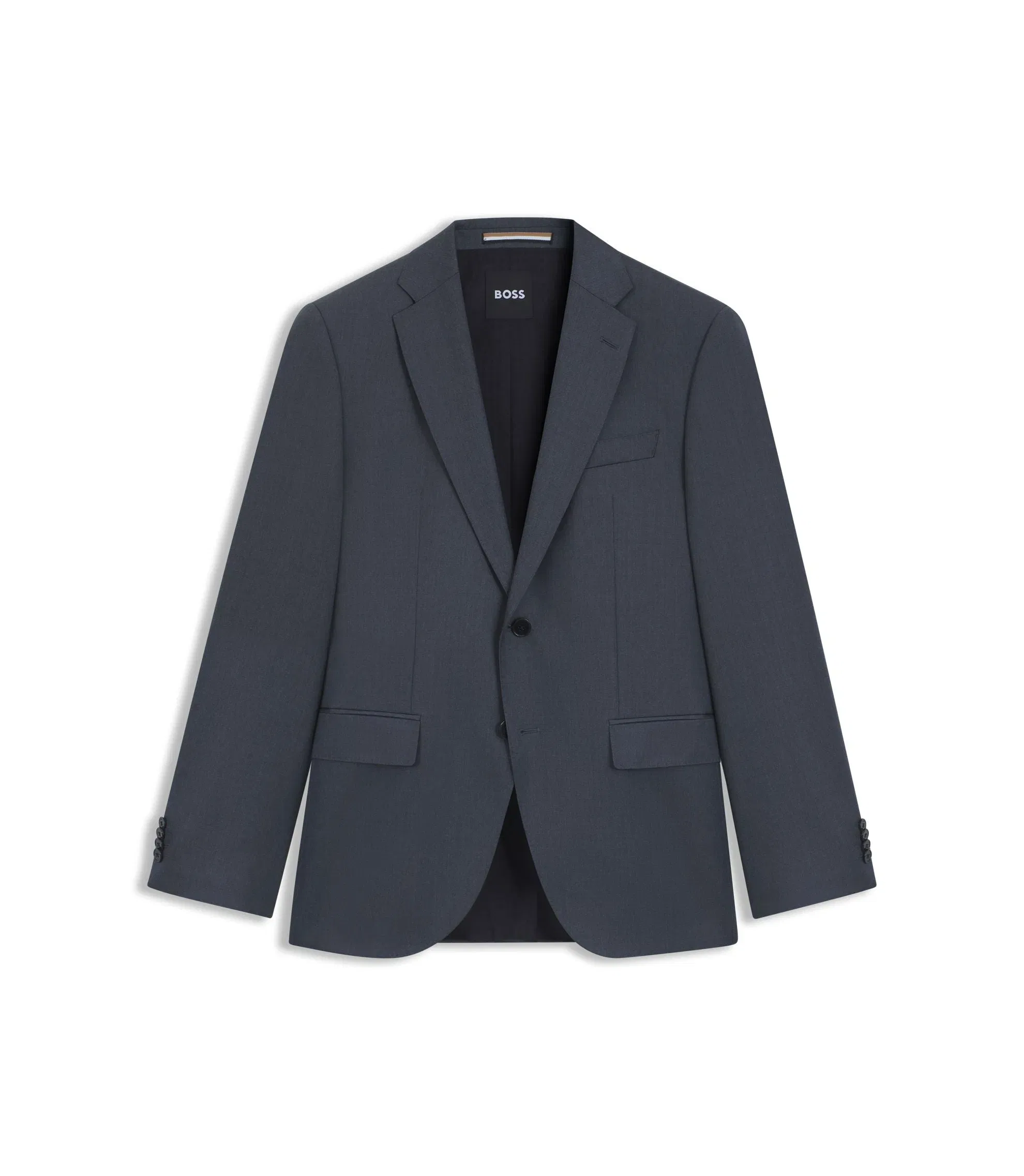 Boss One Regular Fit Suit Jacket In Virgin Wool Serge Dark Grey