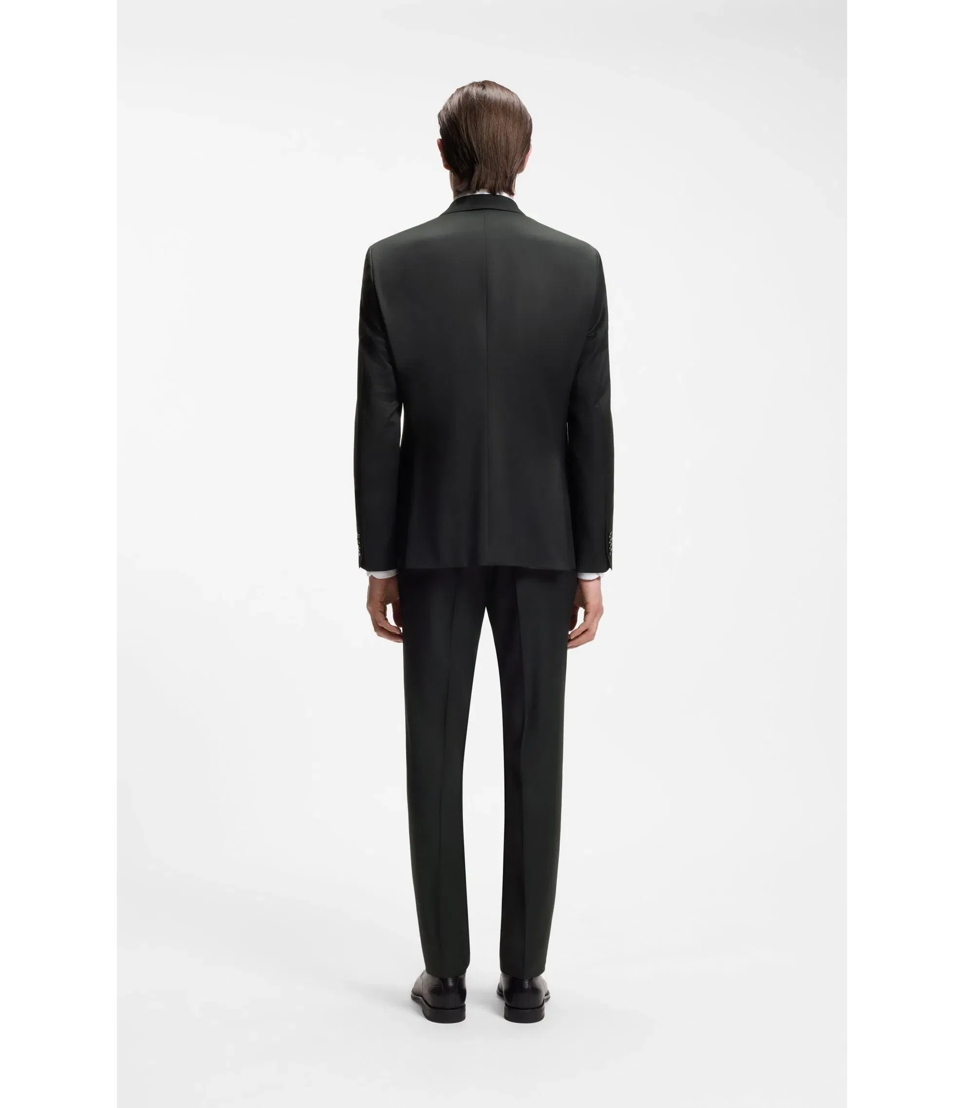 Boss One Regular Fit Suit Jacket In Virgin Wool Serge Black