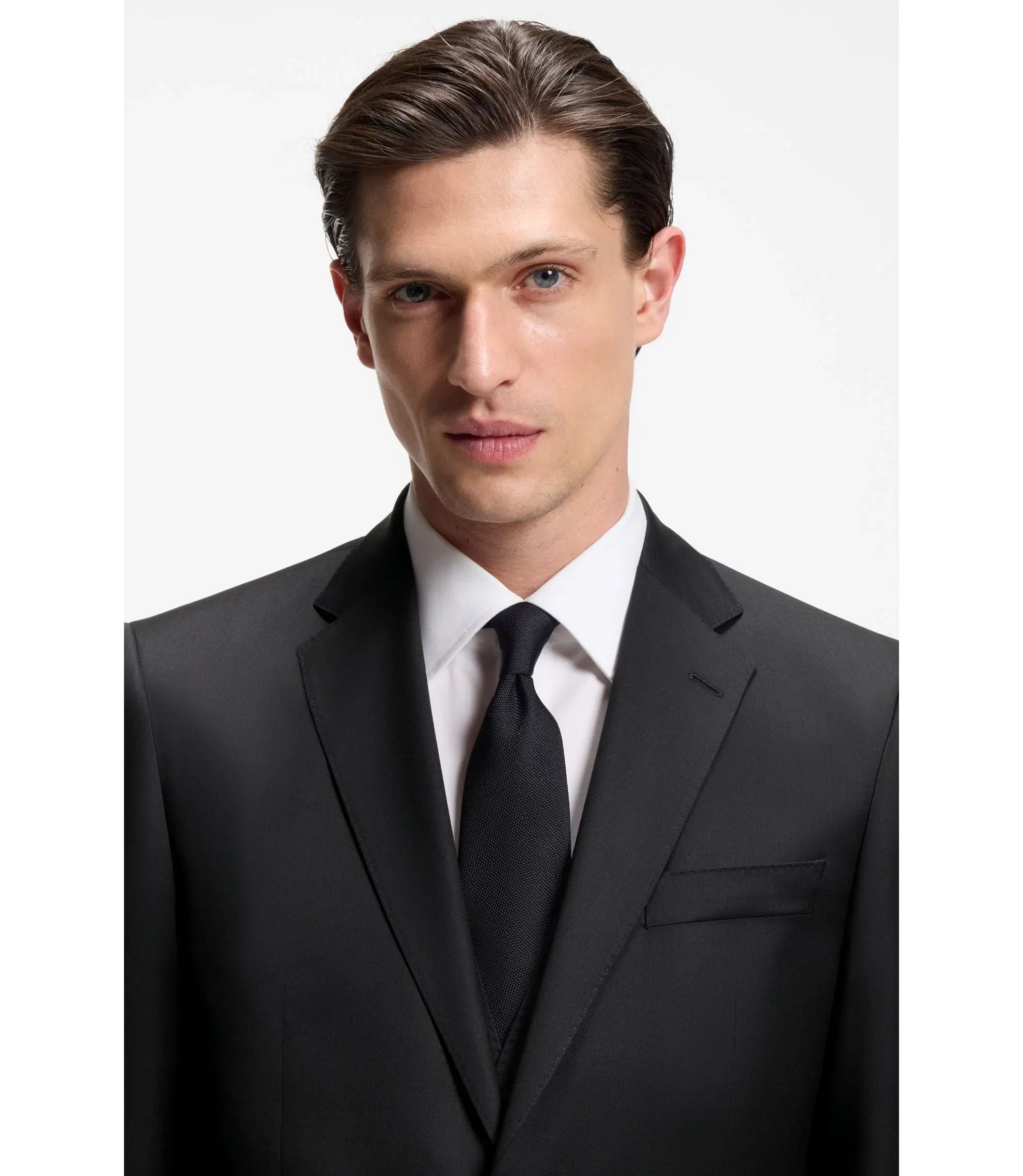 Boss One Regular Fit Suit Jacket In Virgin Wool Serge Black