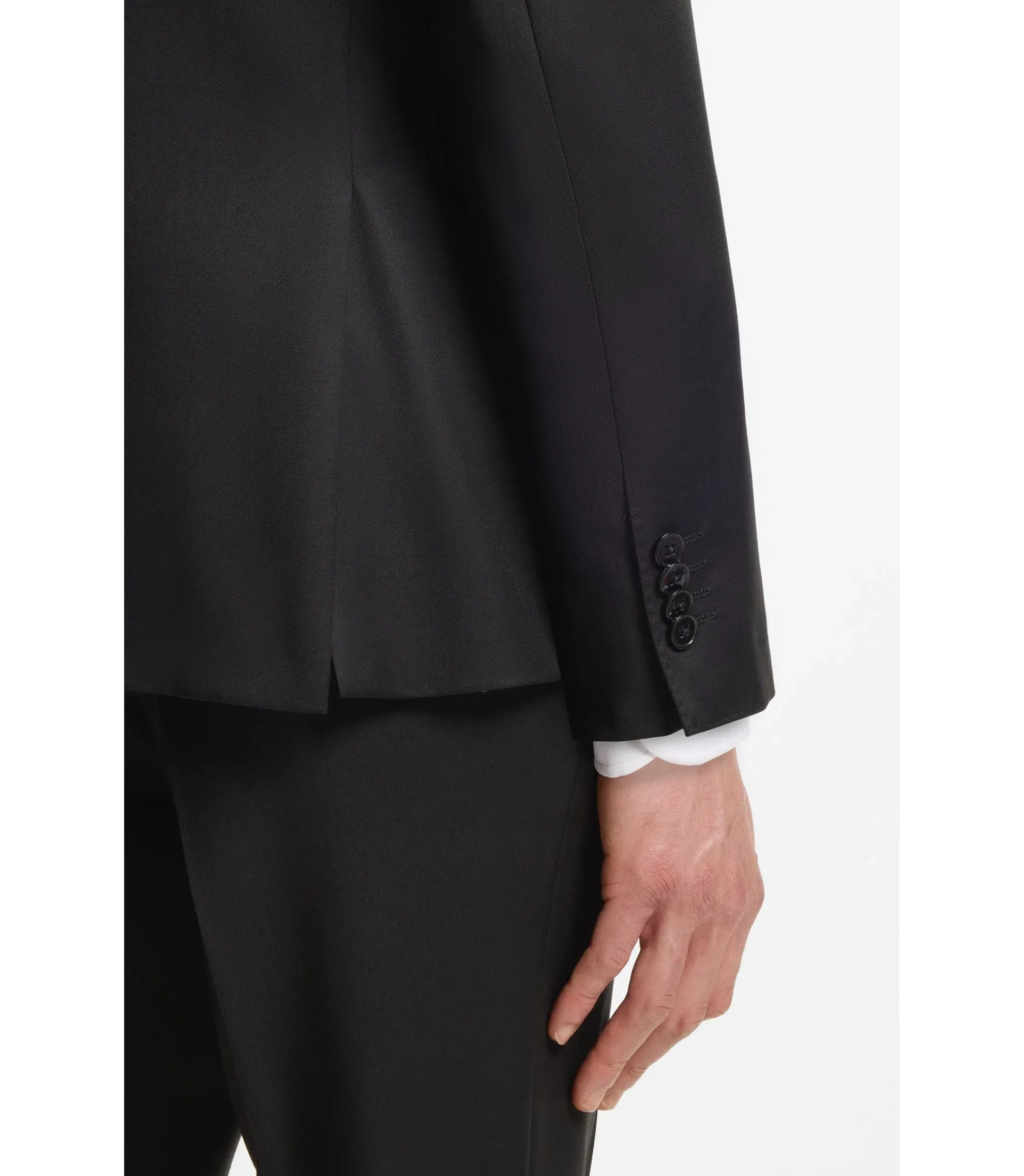 Boss One Regular Fit Suit Jacket In Virgin Wool Serge Black
