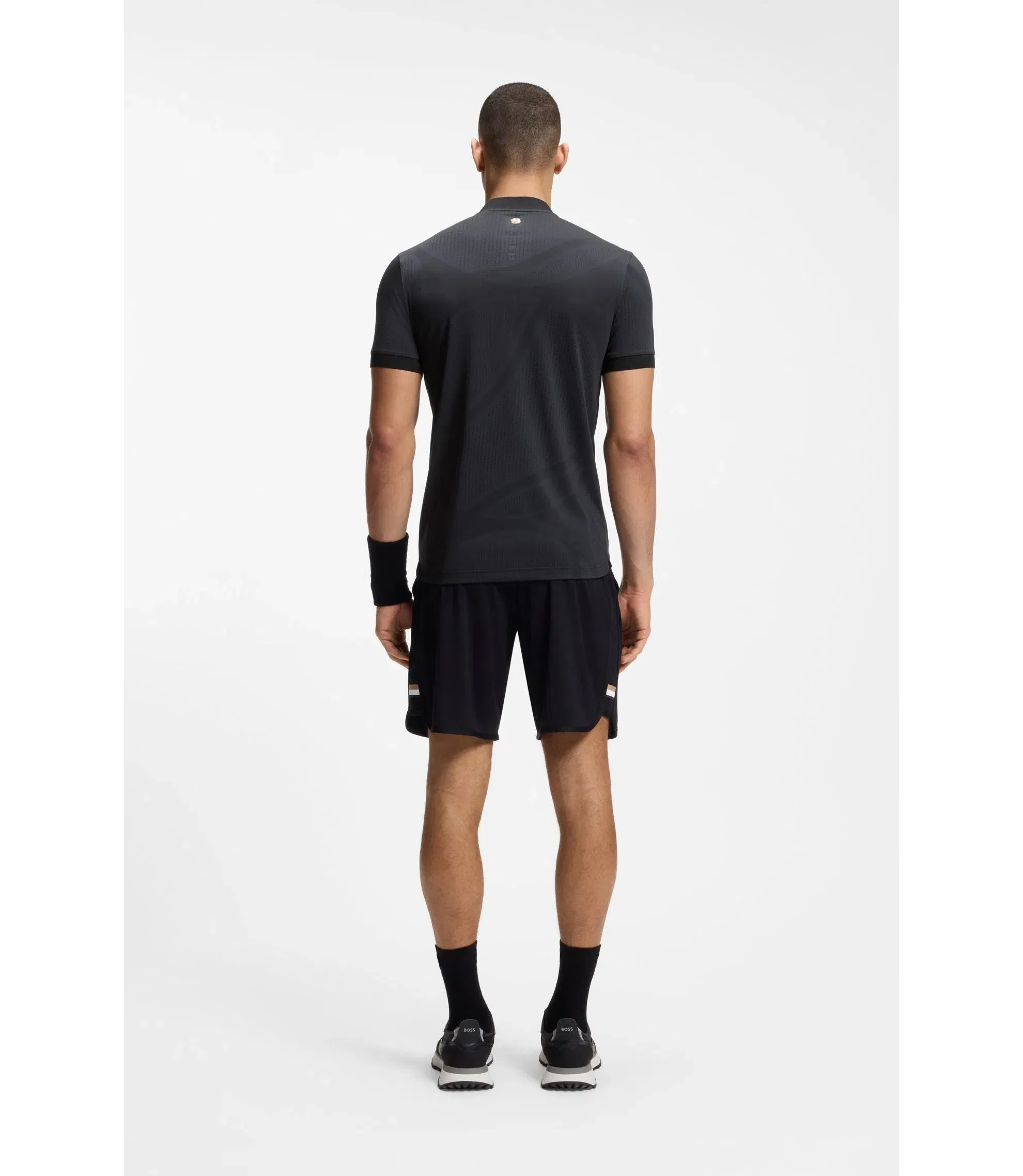 Boss Bodymapping Jersey Slim Fit Polo Shirt With Zip Neck Black