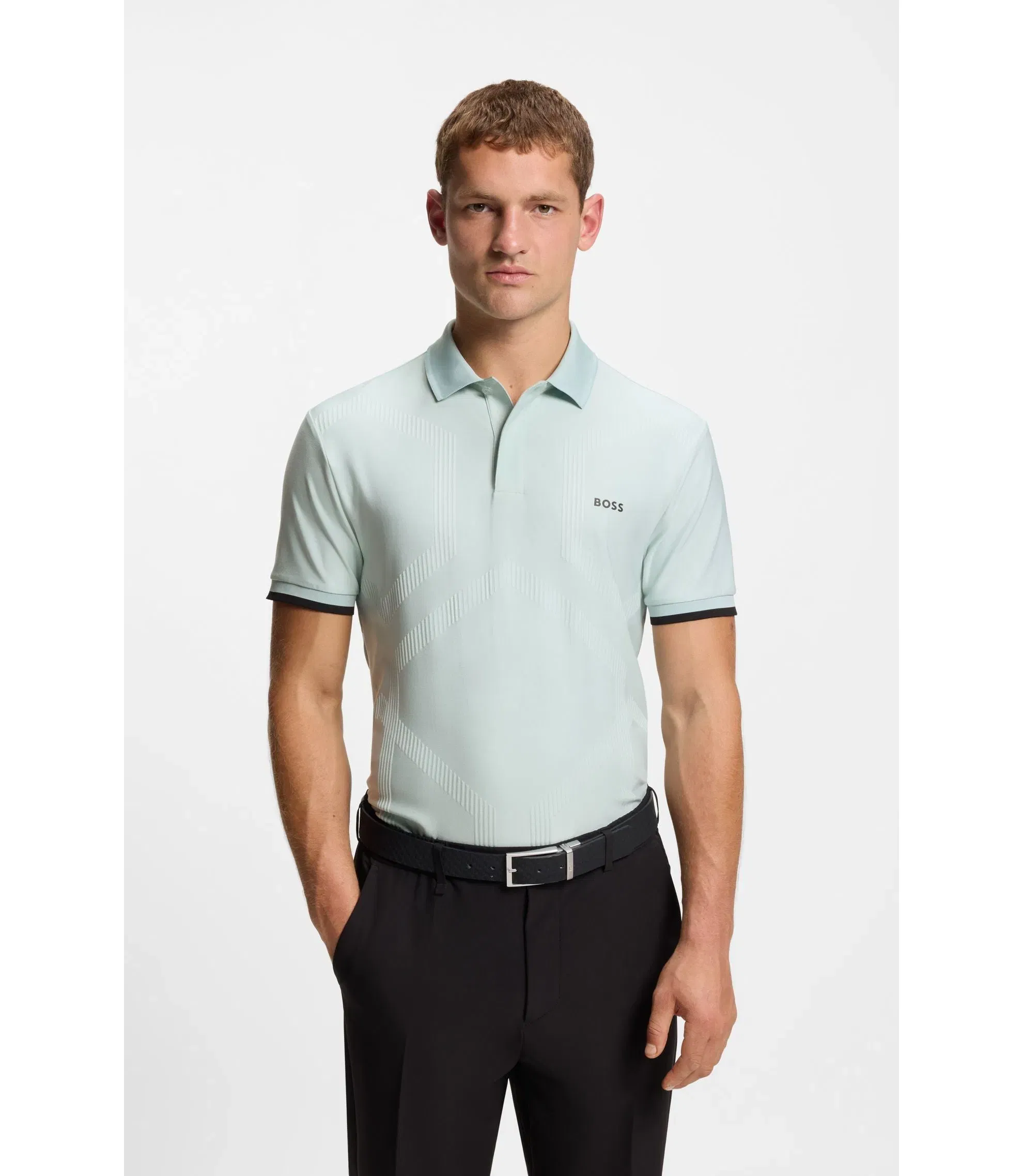 Boss Bodymap Detail Polo Shirt With Quick Dry Performance Turquoise