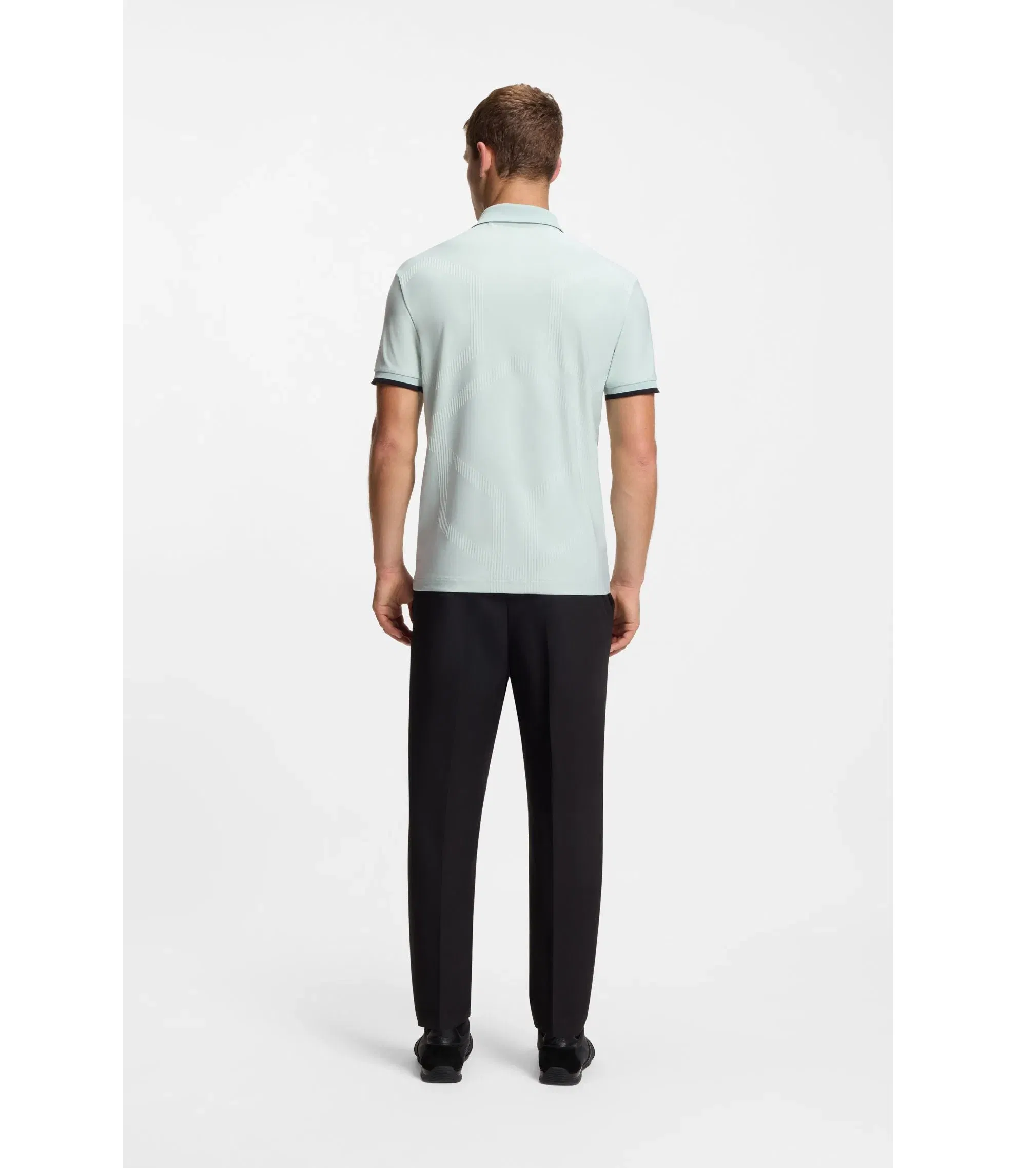 Boss Bodymap Detail Polo Shirt With Quick Dry Performance Turquoise