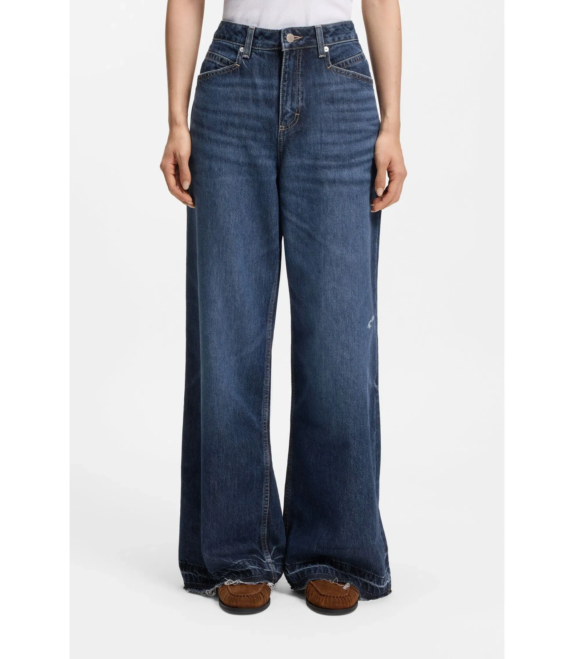 Boss Blue Relaxed Fit Jeans In Rigid Denim Blue Women's