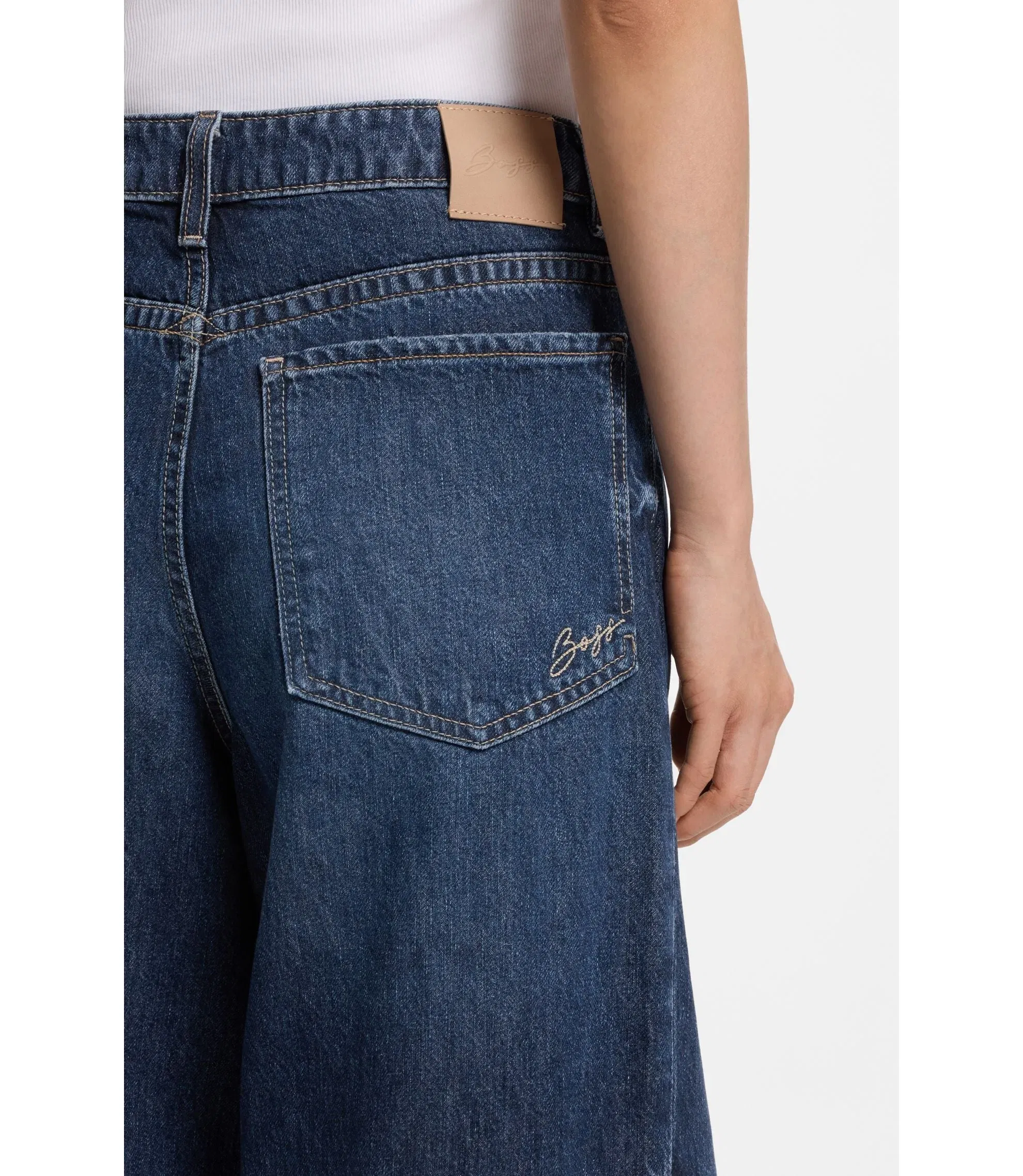Boss Blue Relaxed Fit Jeans In Rigid Denim Blue Women's