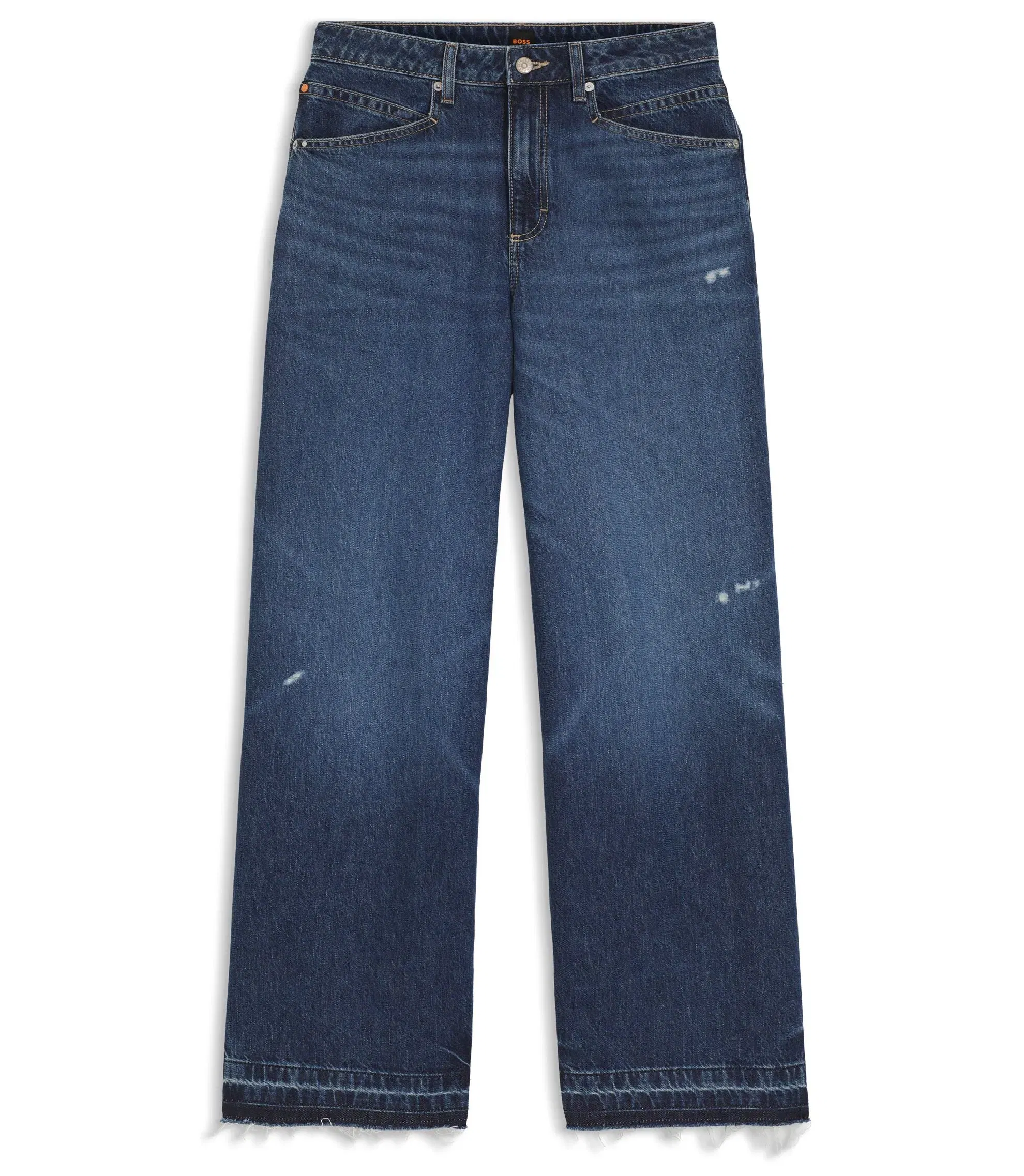 Boss Blue Relaxed Fit Jeans In Rigid Denim Blue Women's