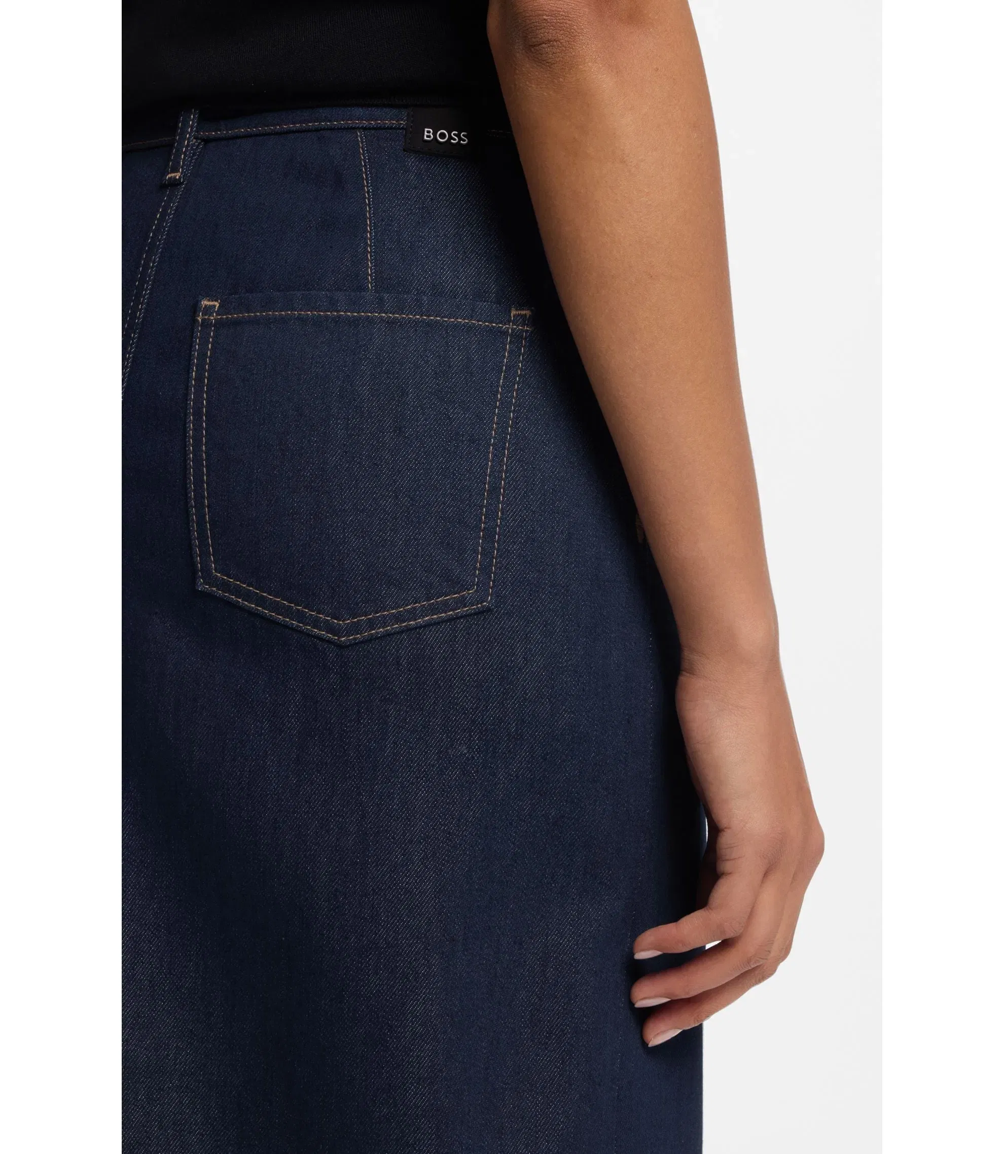 Boss Blue Midi Skirt In Rigid Denim Dark Blue Women's