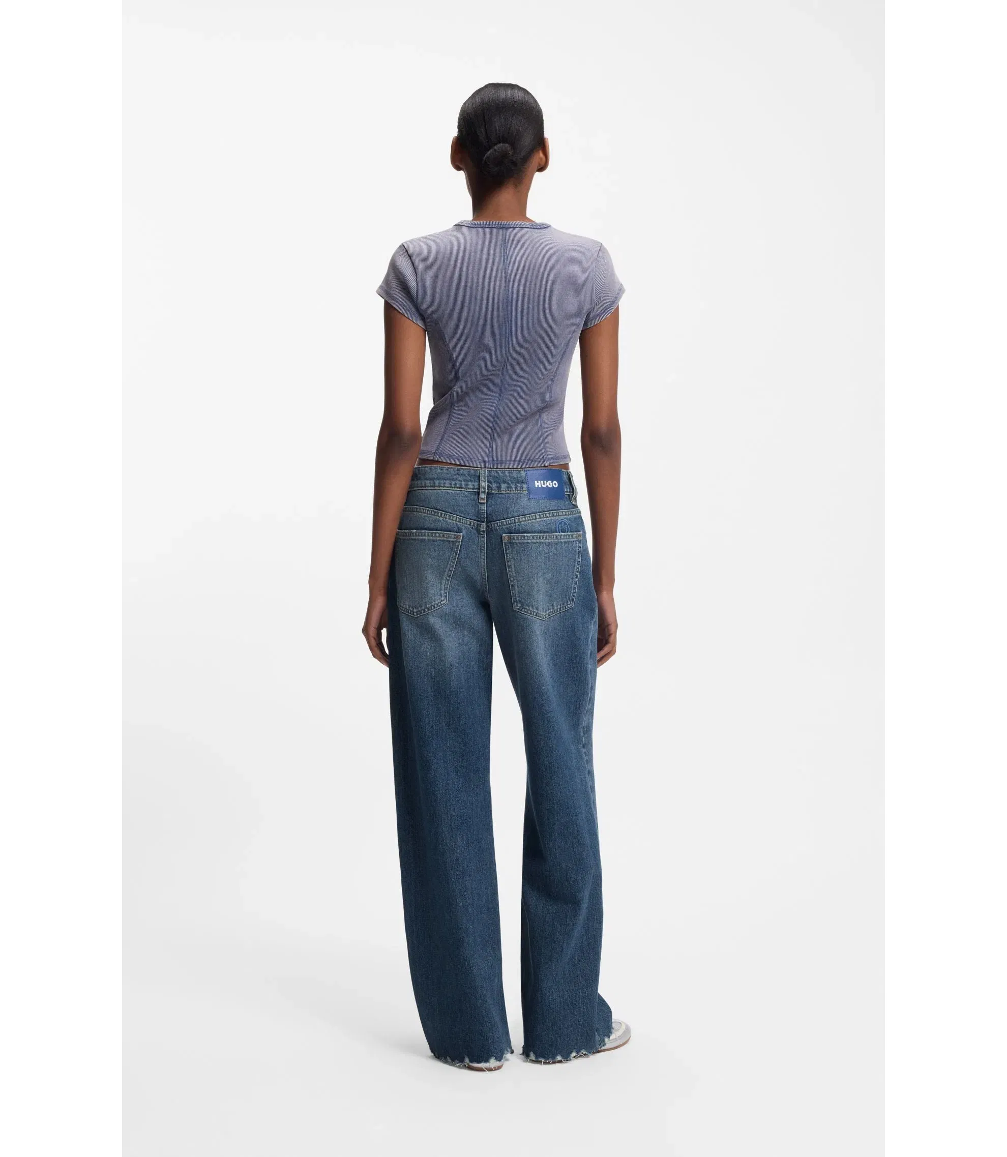 Hugo Blue Loose Fit Jeans In Rigid Denim Blue Women's