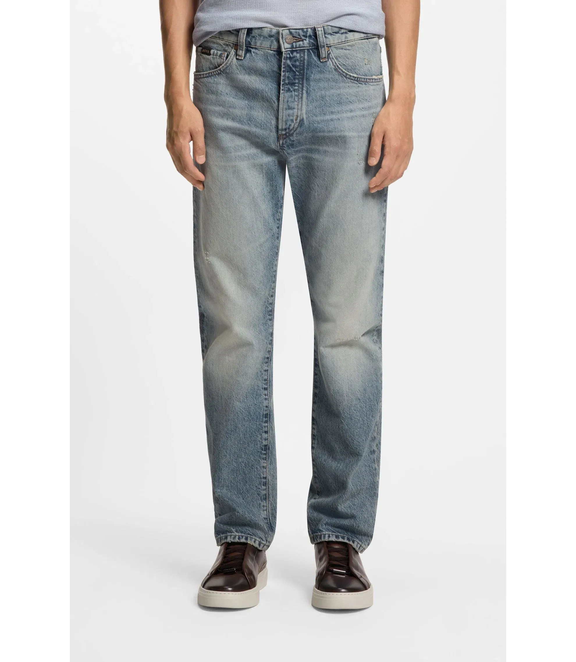 Boss Blue Jeans In Japanese Denim Turquoise