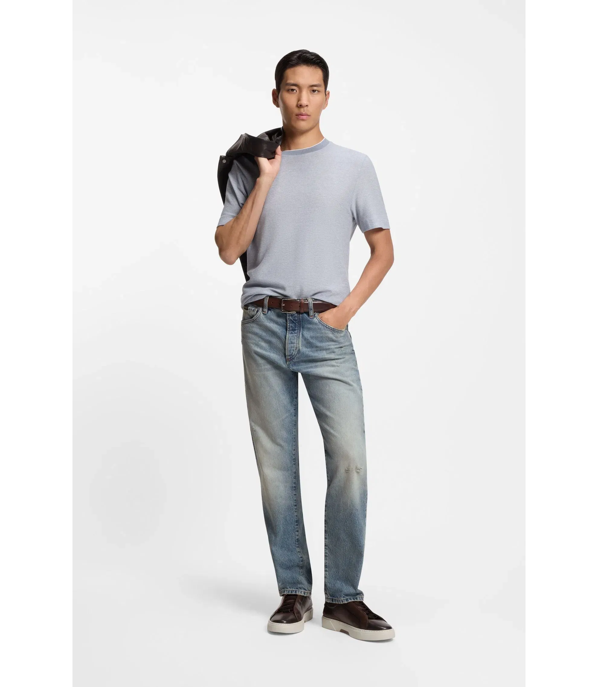 Boss Blue Jeans In Japanese Denim Turquoise