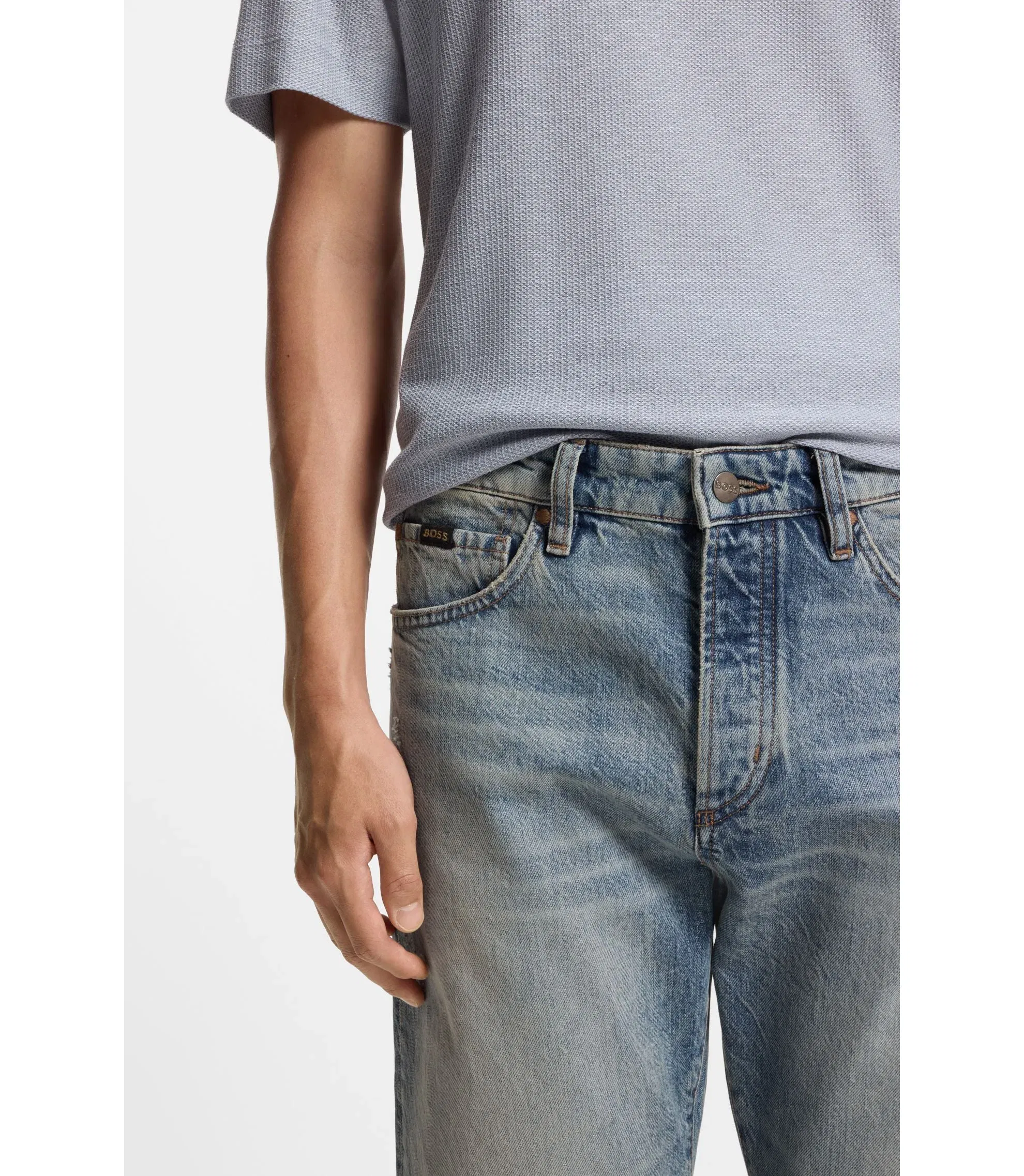 Boss Blue Jeans In Japanese Denim Turquoise