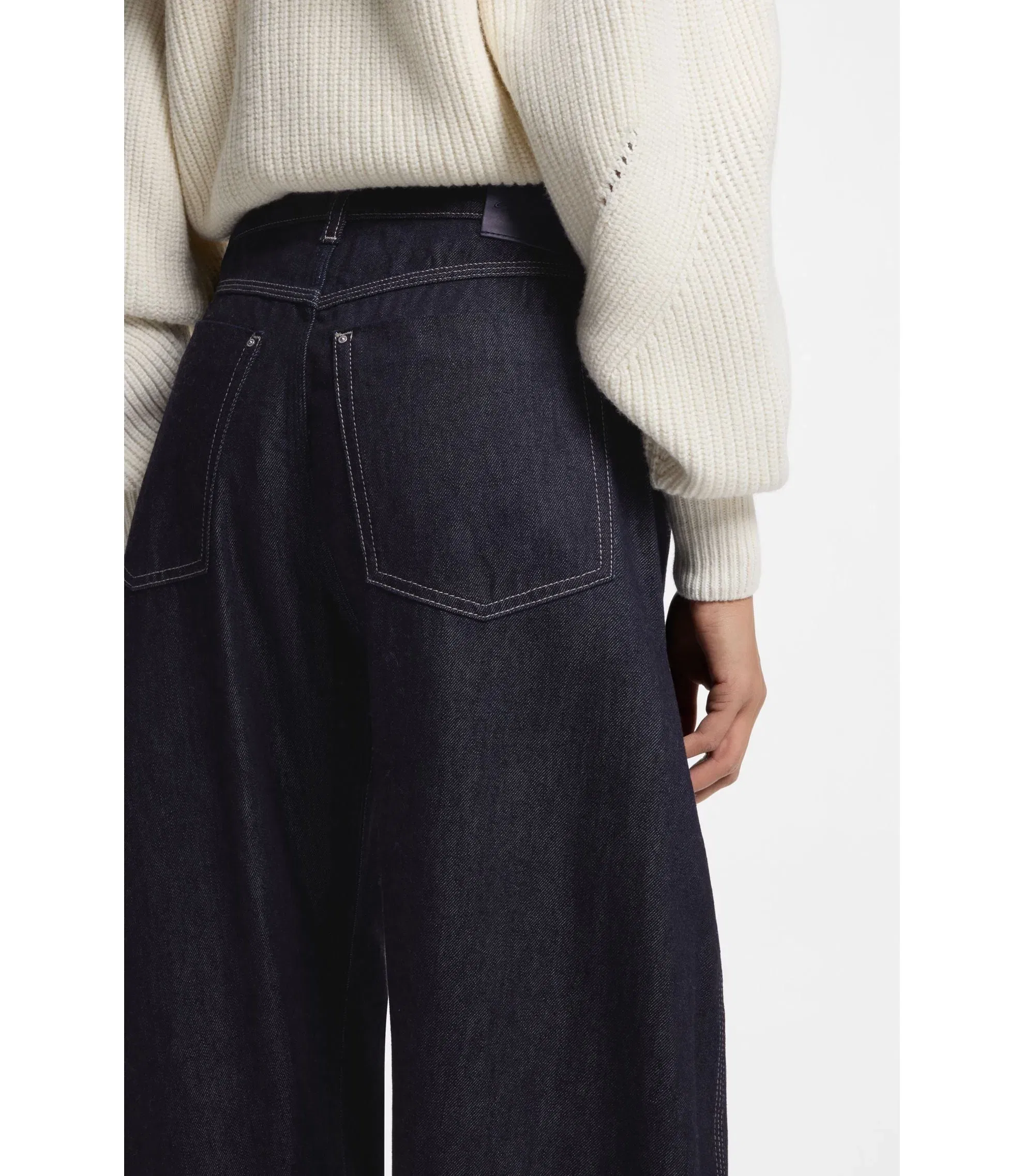 Boss Blue Balloon Leg Jeans In Blue Rigid Denim Dark Blue Women's