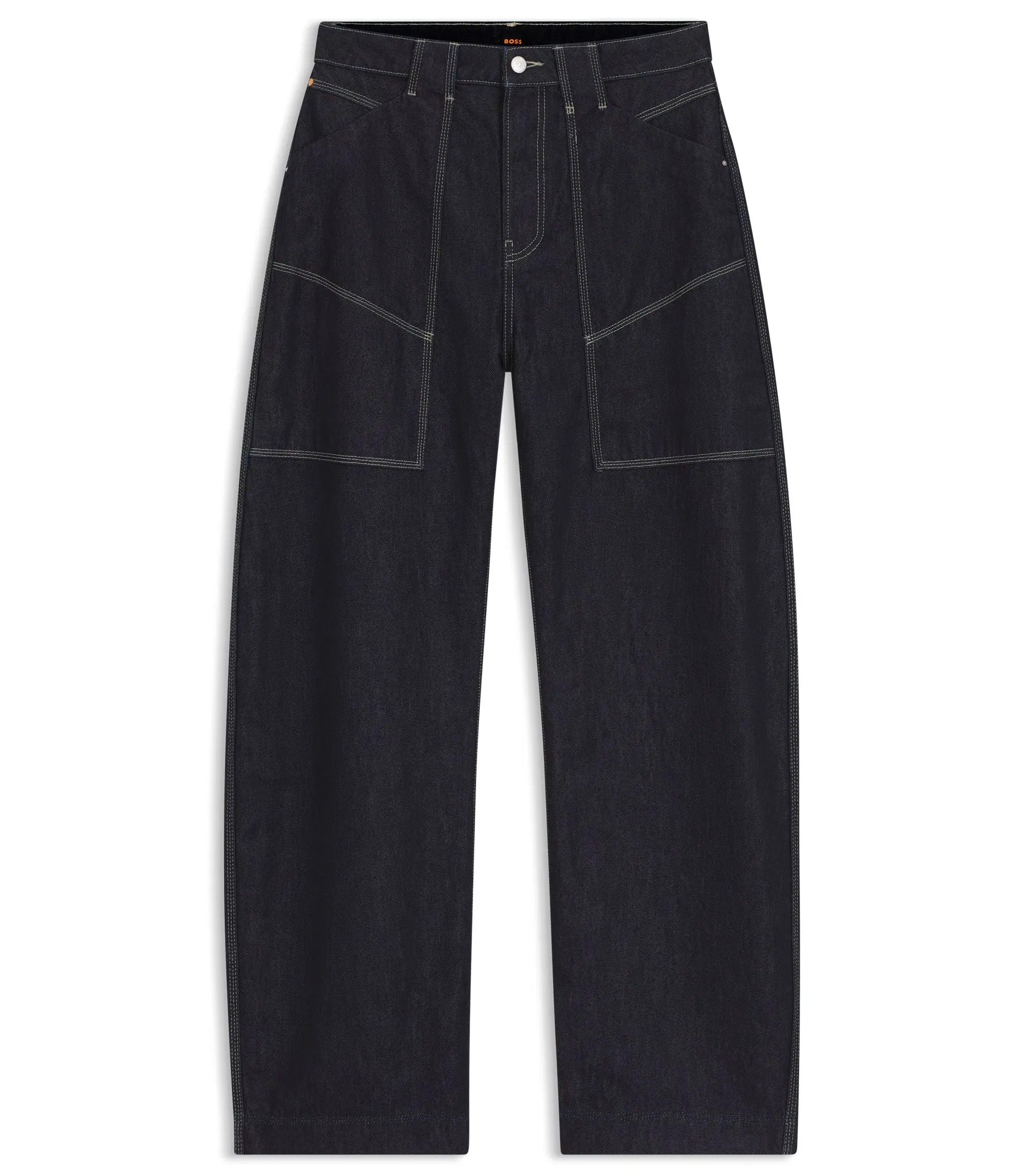 Boss Blue Balloon Leg Jeans In Blue Rigid Denim Dark Blue Women's