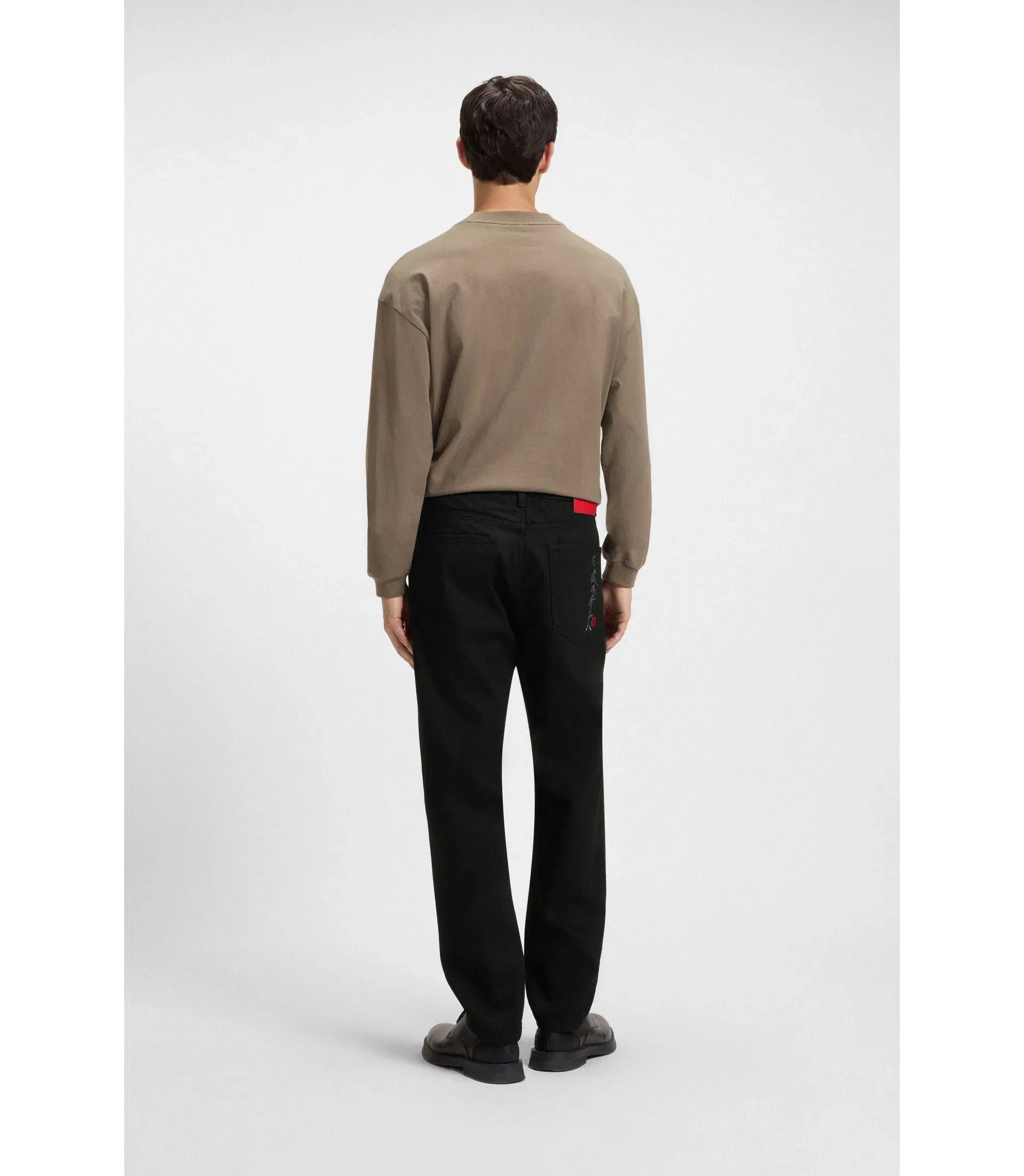 Hugo Black Tapered Fit Jeans In Japanese Denim Black