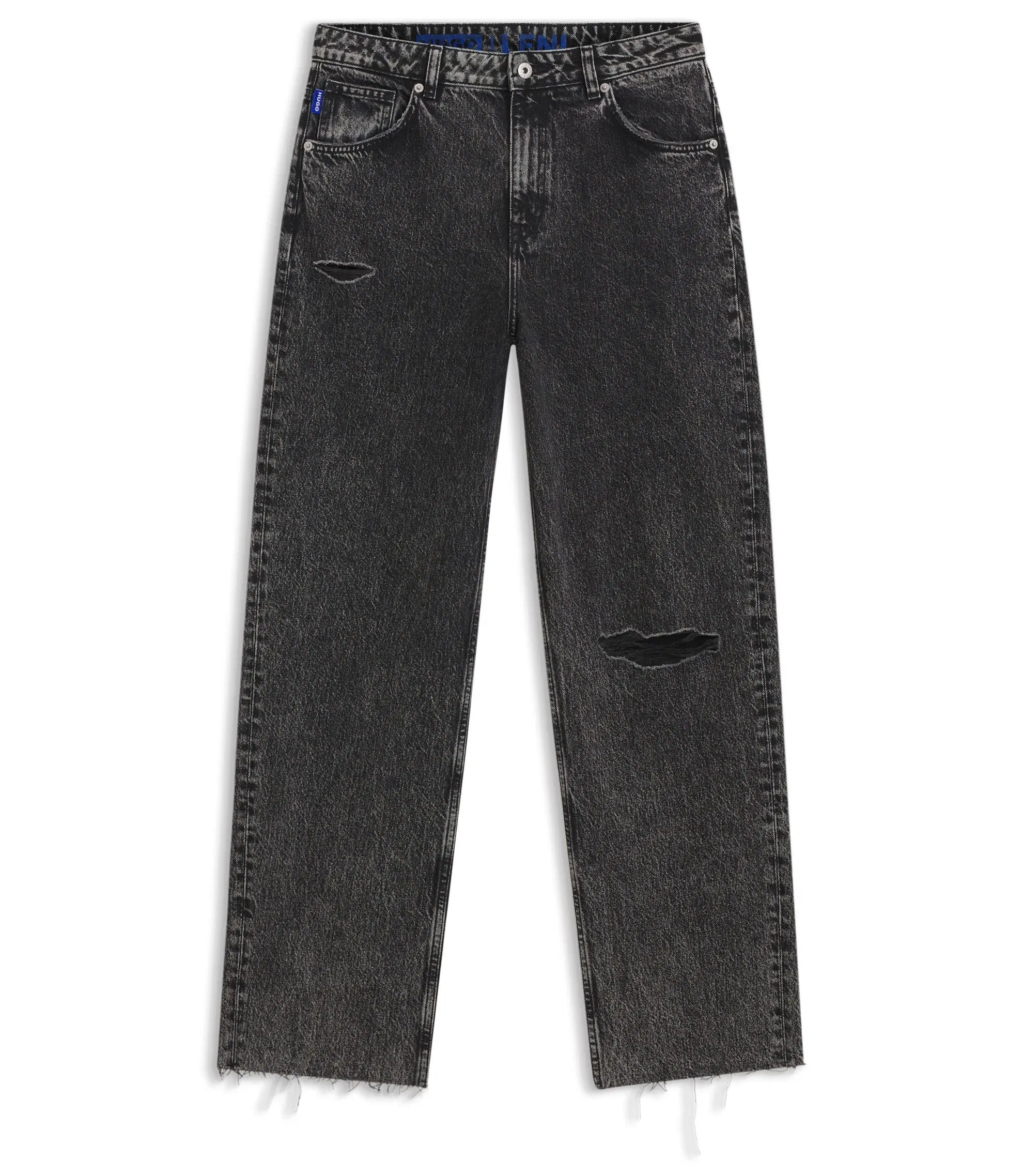 Hugo Black Relaxed Fit Jeans In Rigid Denim Black Women's