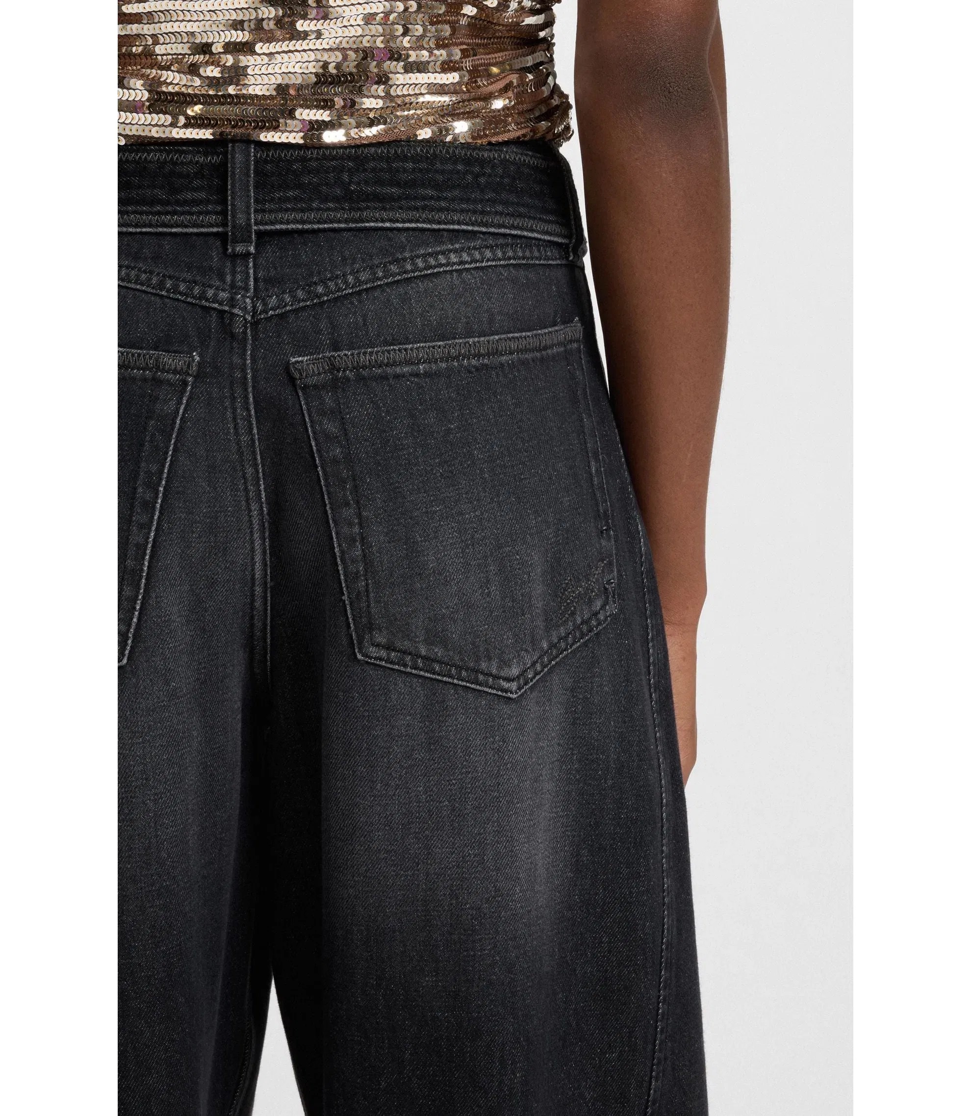 Boss Black Balloon Leg Jeans In Rigid Denim Black Women's