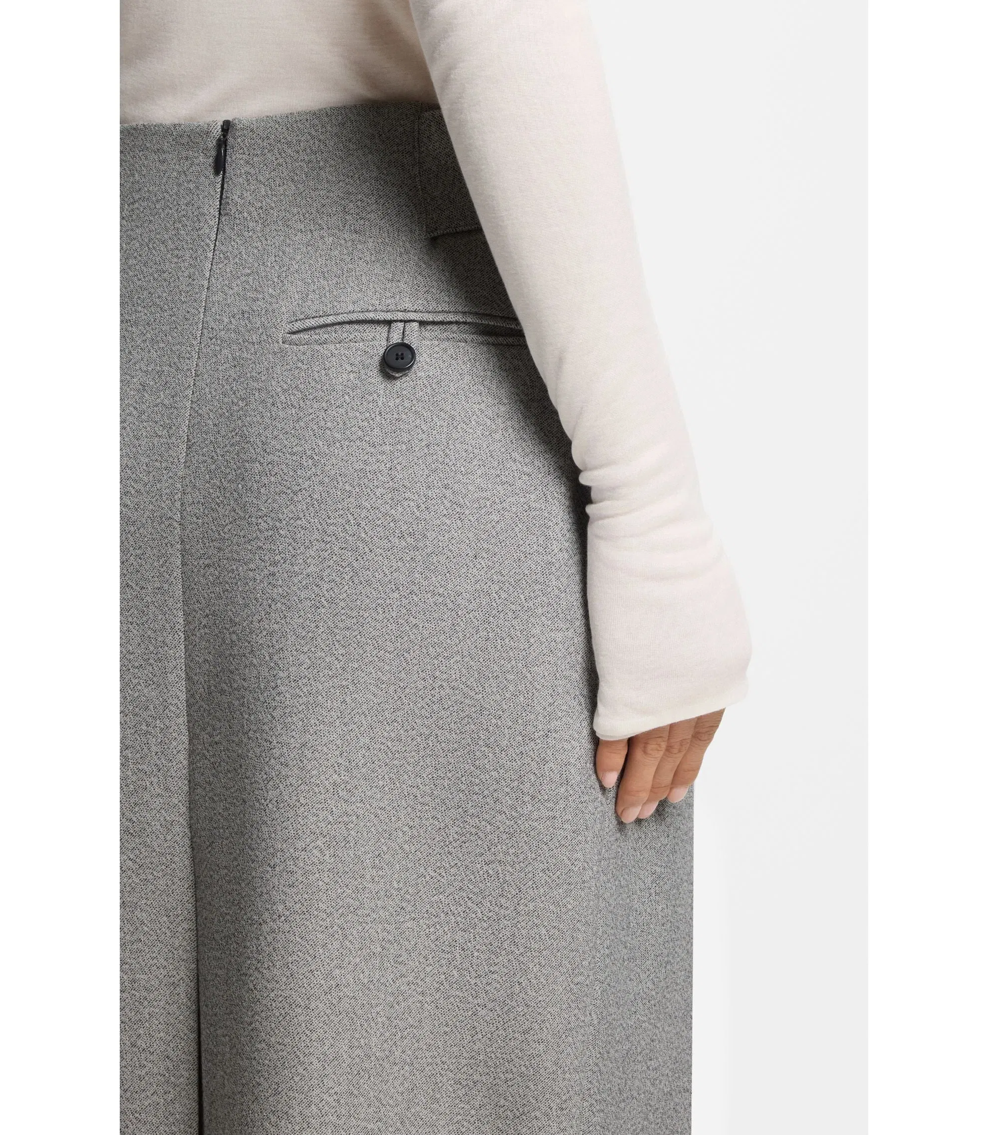 Boss Belted Skirt With Pleat Front Silver Women's