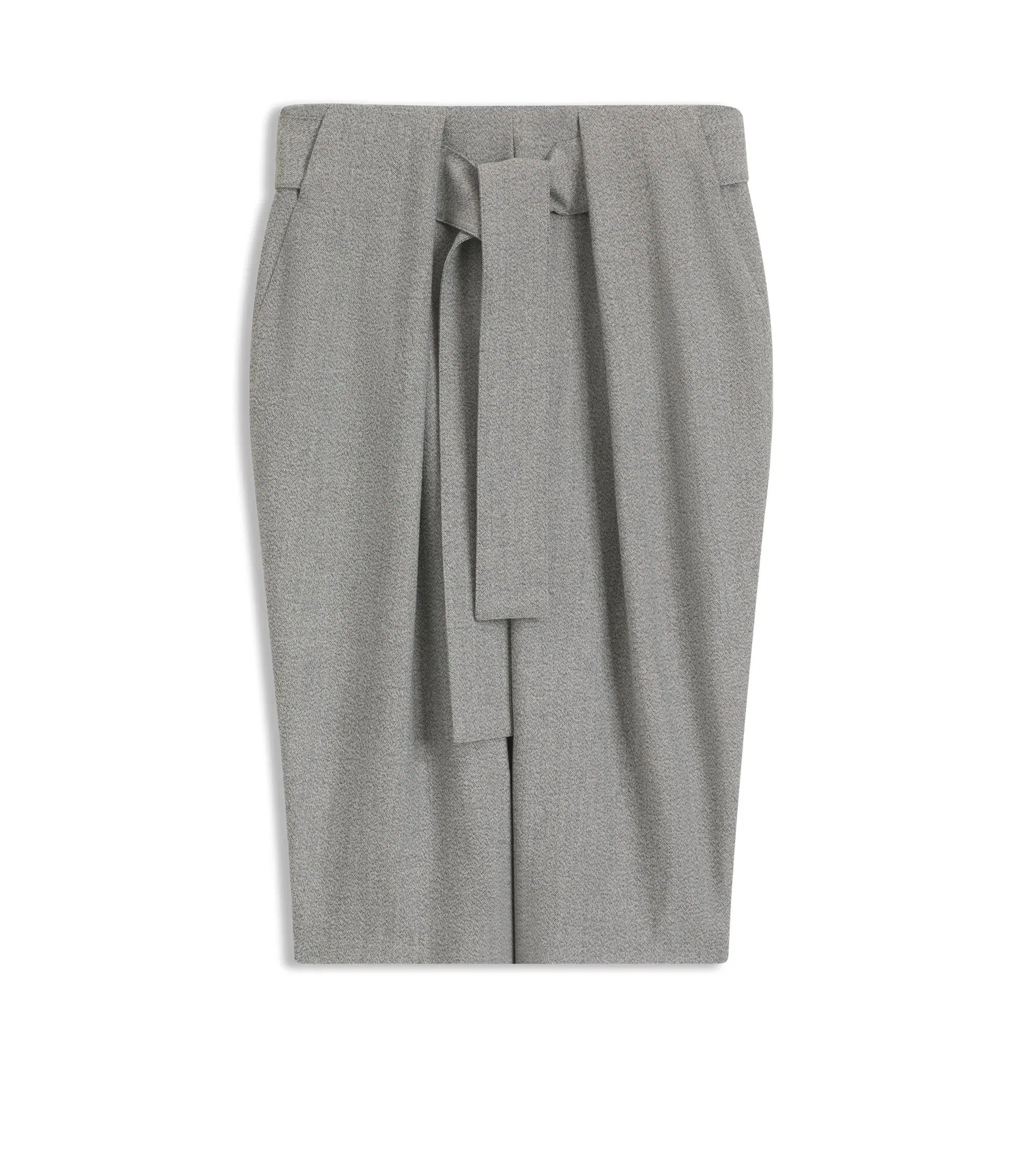 Boss Belted Skirt With Pleat Front Silver Women's