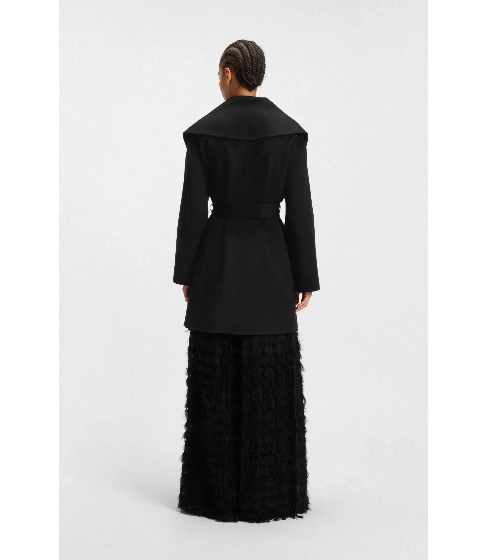 Boss Belted Coat In A Wool Blend Black Women's