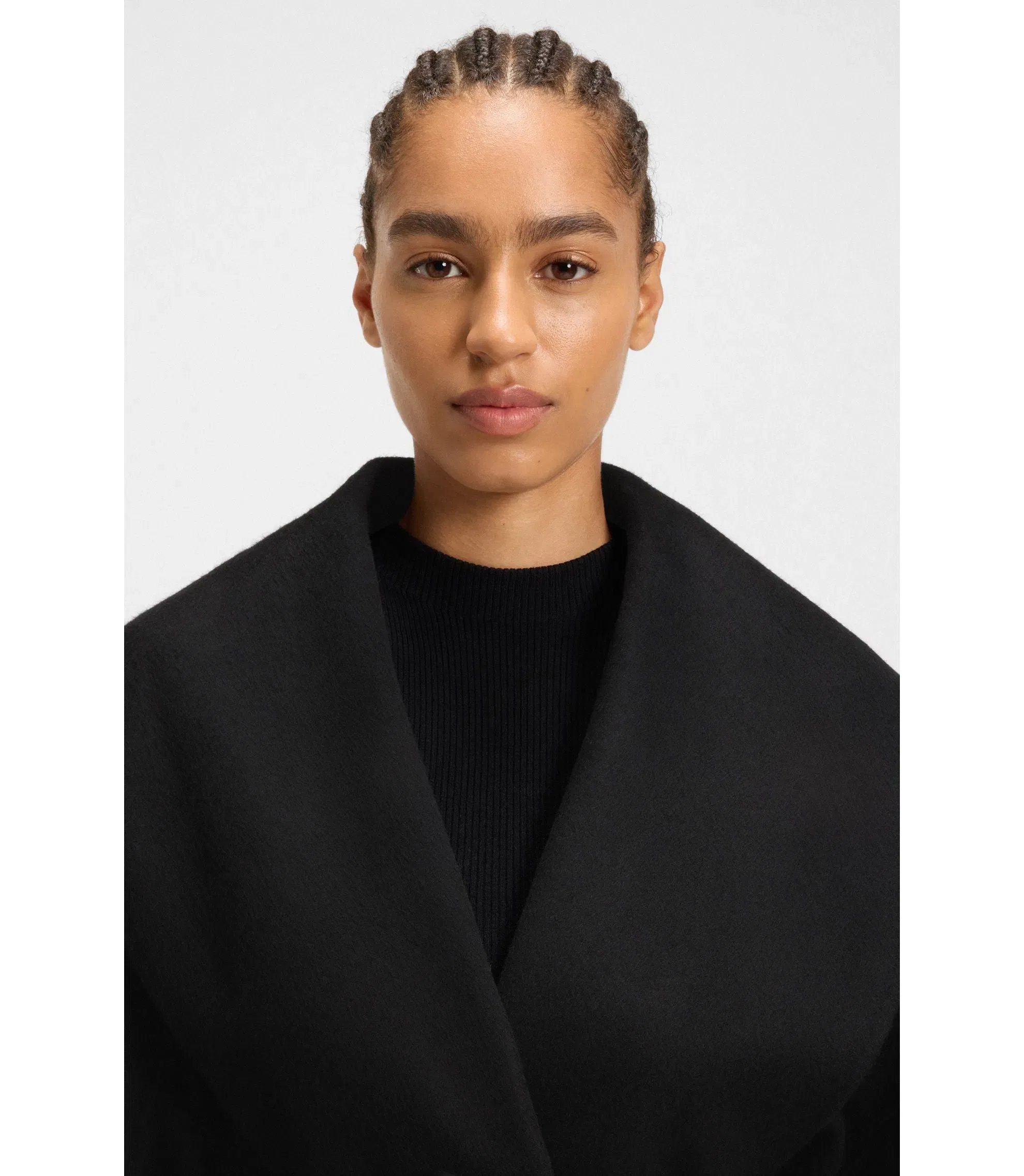 Boss Belted Coat In A Wool Blend Black Women's