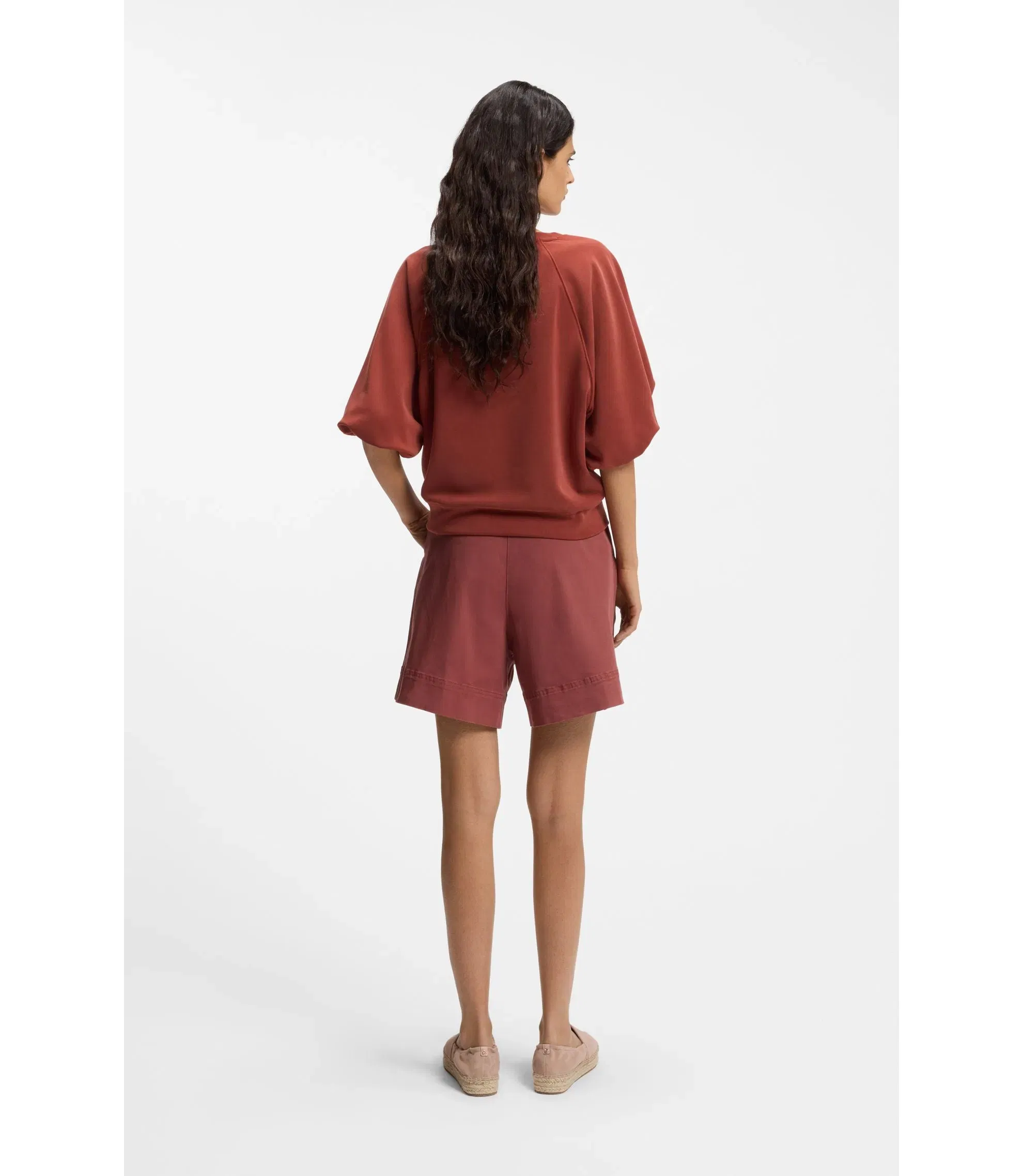 Boss Balloon Sleeve Sweatshirt In An Oversized Fit Dark Red Women's