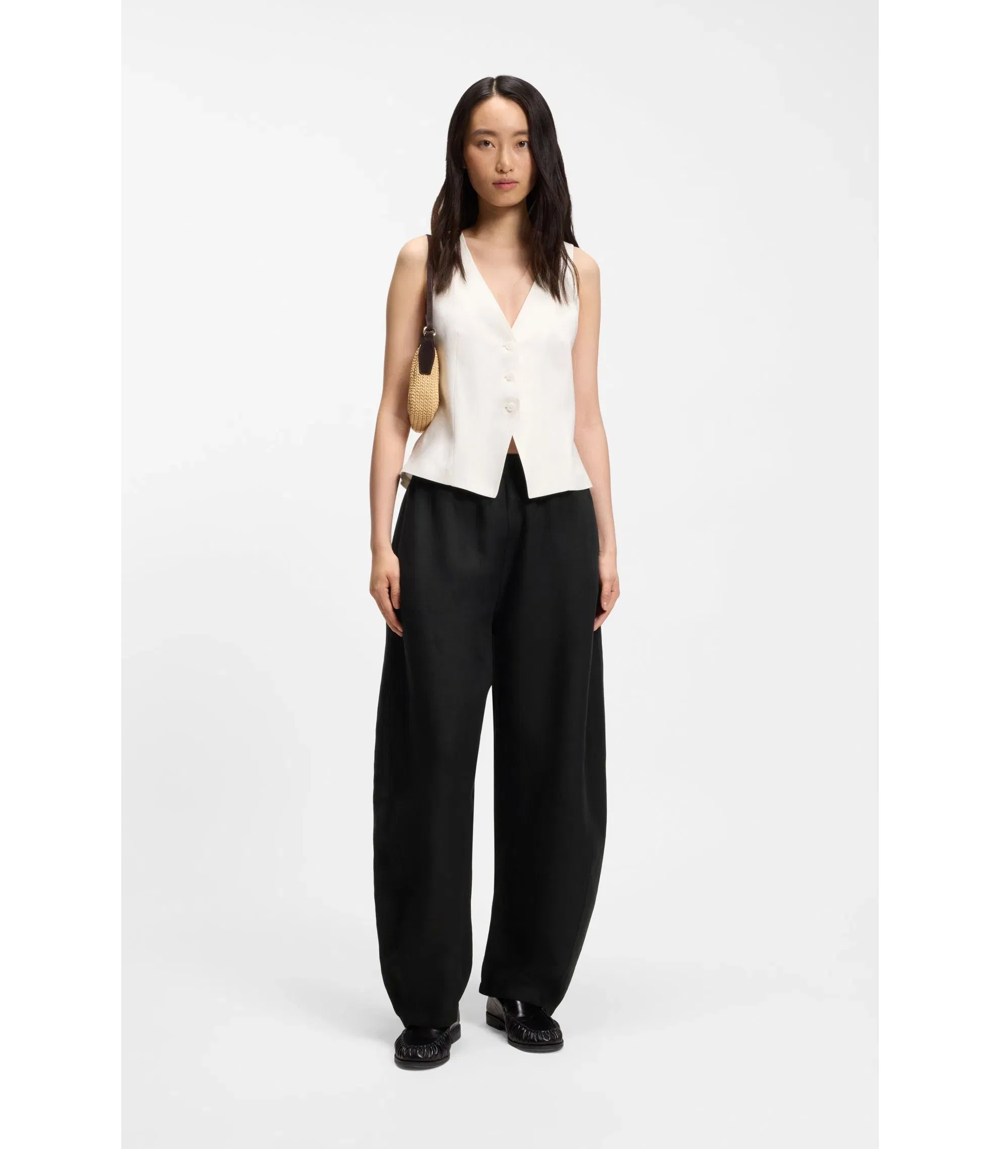 Boss Balloon Leg Trousers With Elasticated Waist Black Women's