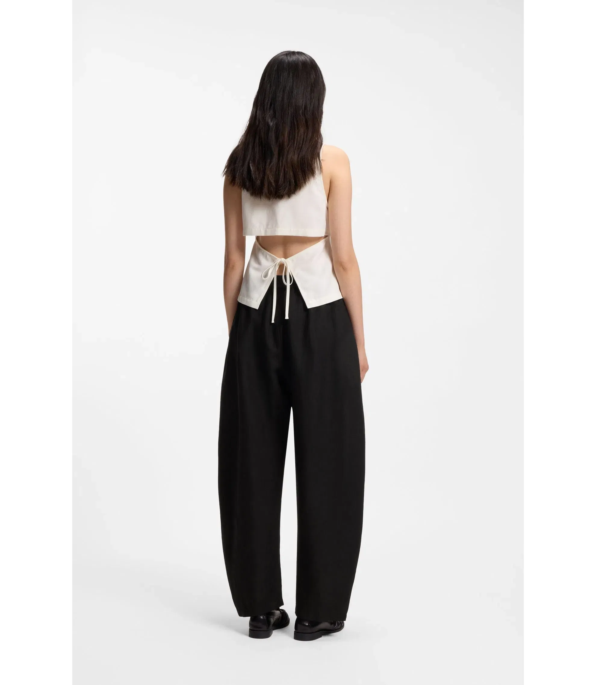 Boss Balloon Leg Trousers With Elasticated Waist Black Women's