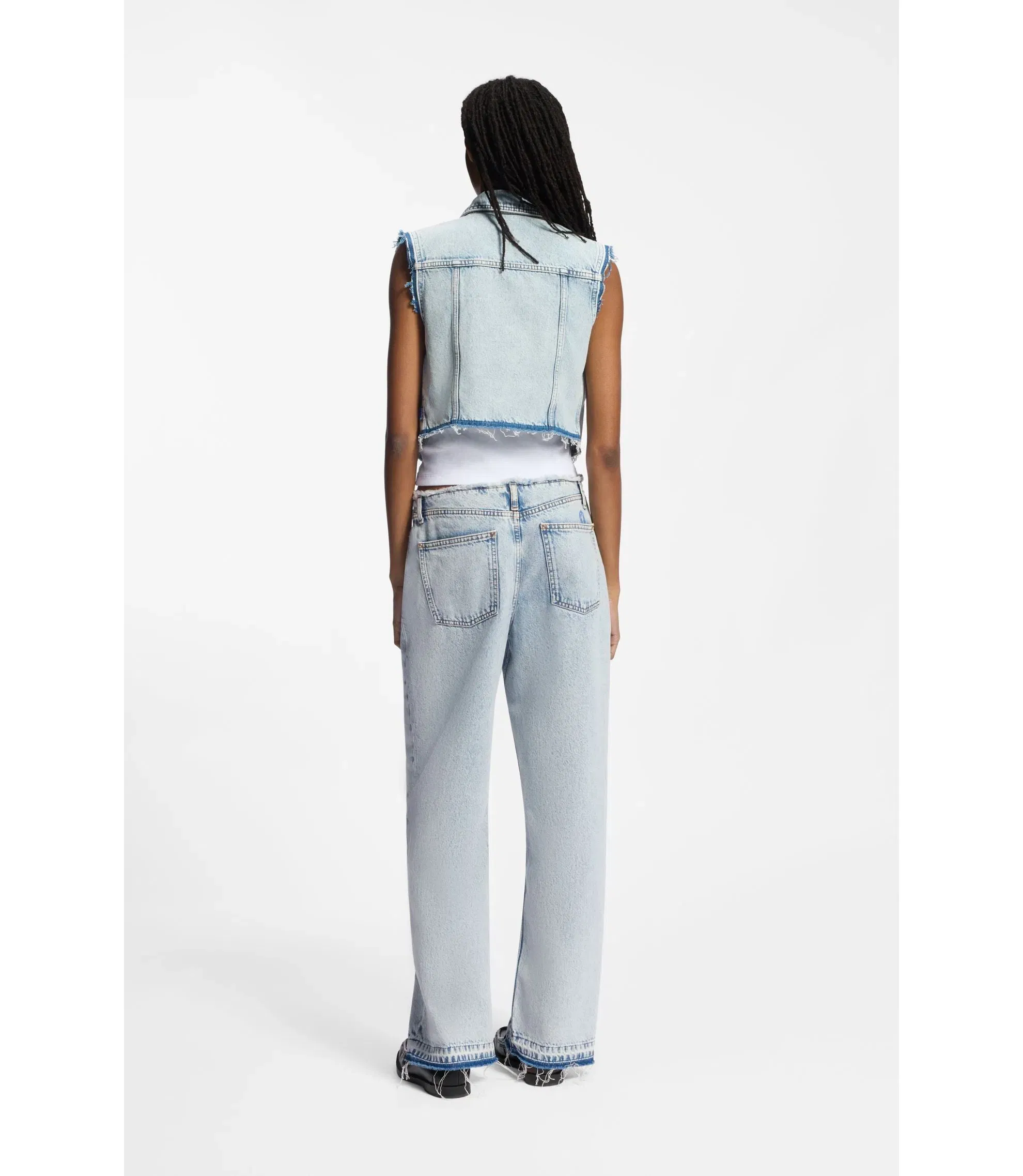Hugo Azure Blue Loose Fit Jeans In Rigid Denim Light Blue Women's