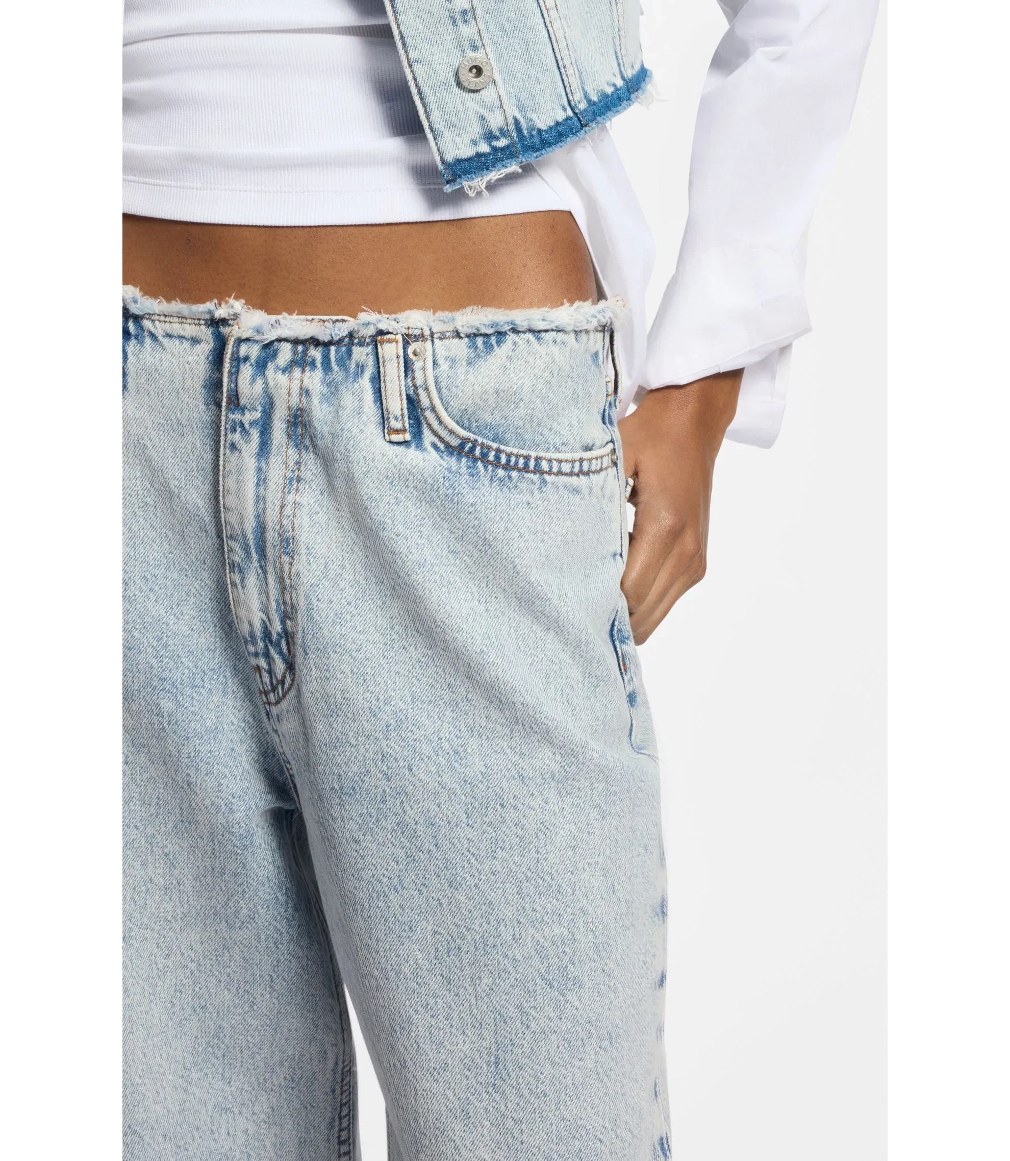 Hugo Azure Blue Loose Fit Jeans In Rigid Denim Light Blue Women's