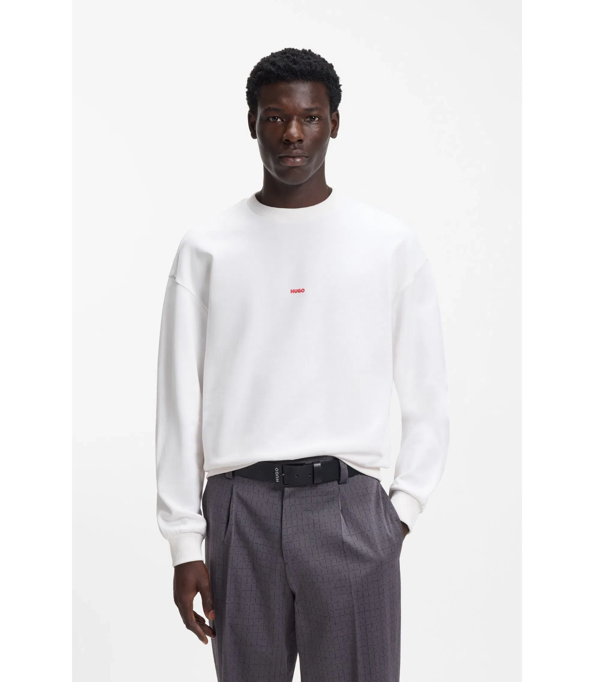 Hugo Animal Artwork Sweatshirt In Cotton Terry White